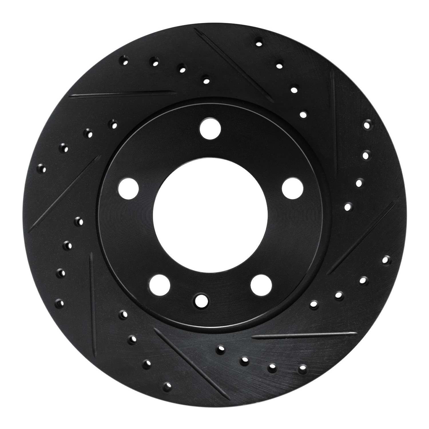 R1 Concepts 82-88 BMW 528E Front Right Drilled & Slotted Black Brake Rotor