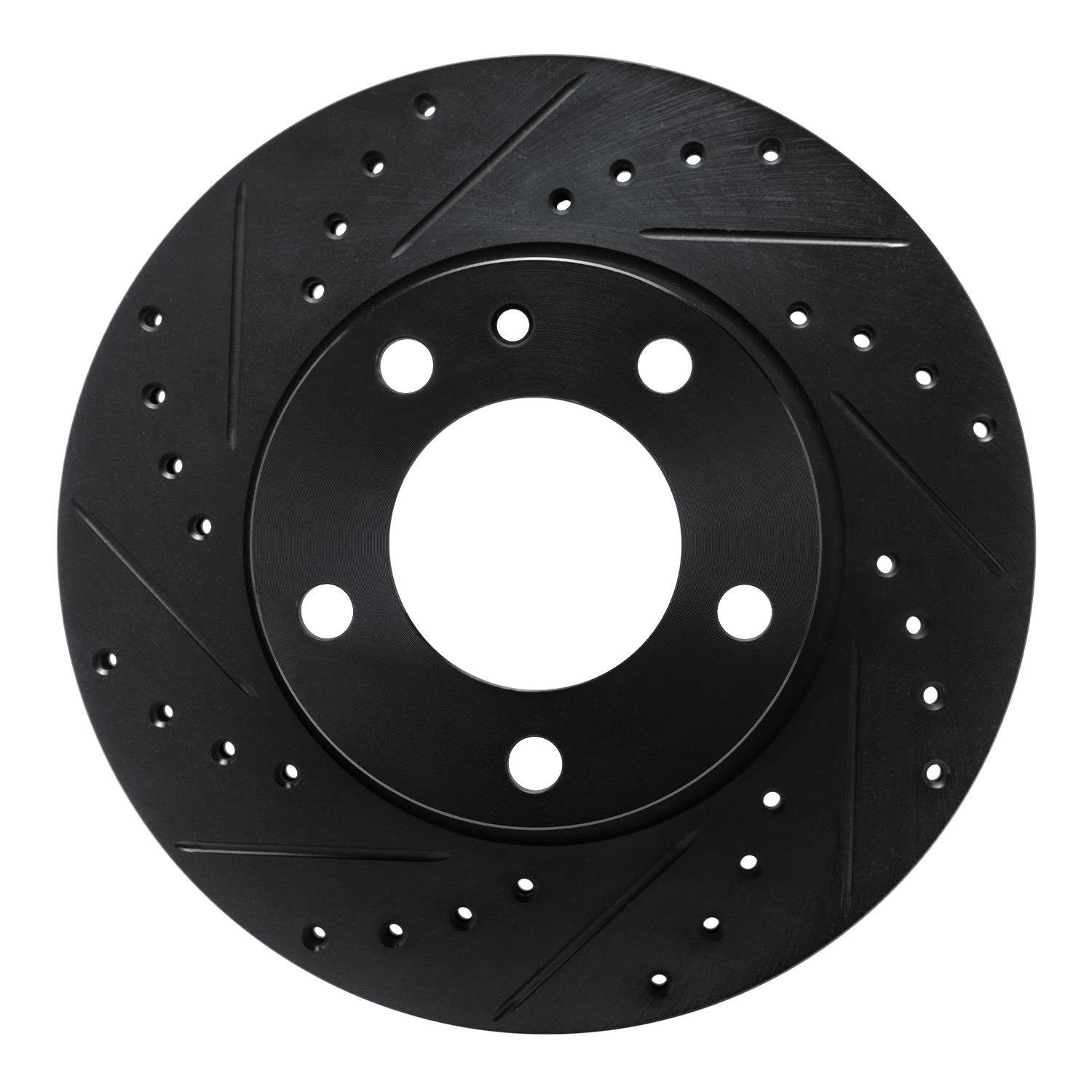 R1 Concepts 82-88 BMW 533I Front Left Drilled & Slotted Black Brake Rotor