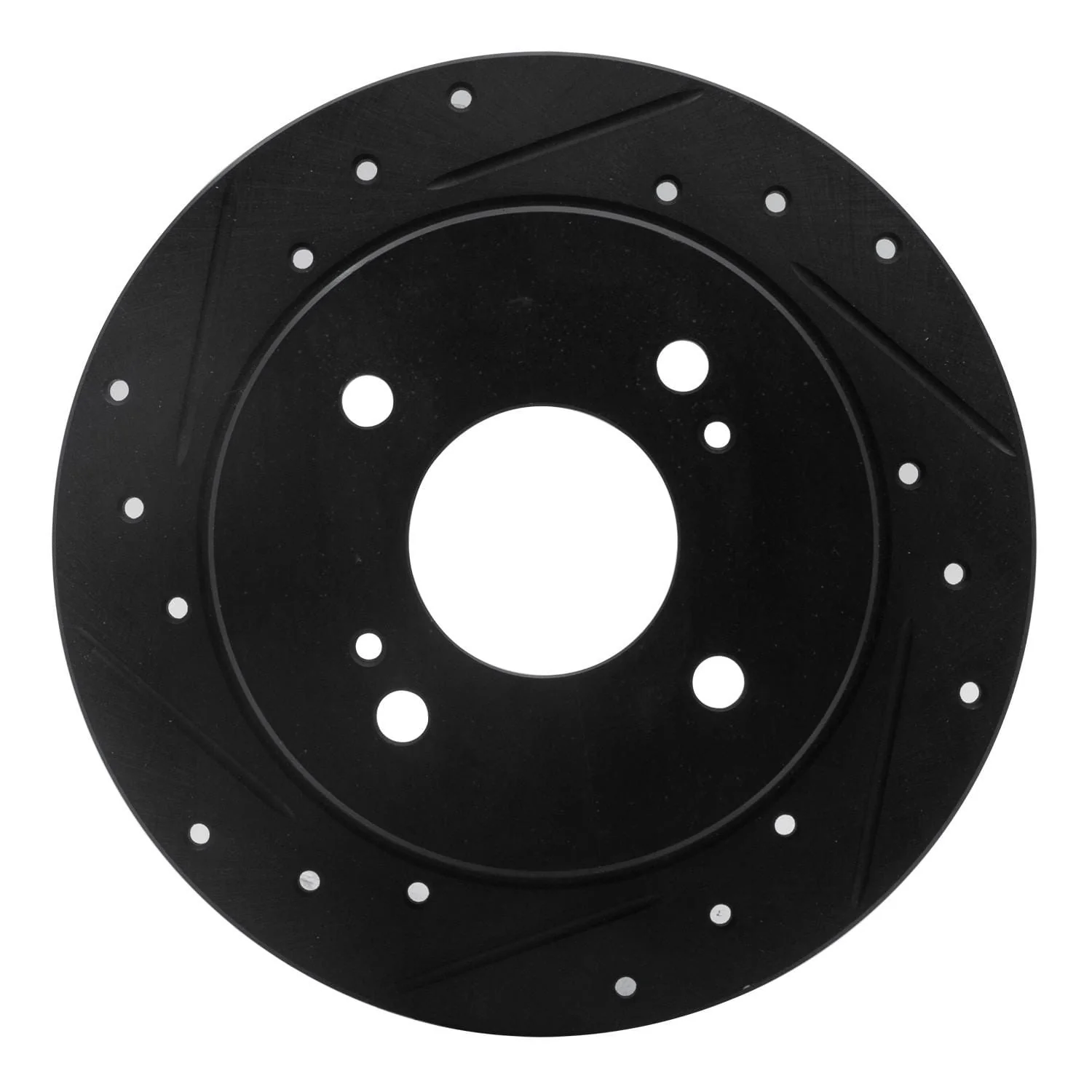 R1 Concepts 82-88 Nissan 280ZX Rear Left Drilled & Slotted Black Brake Rotor
