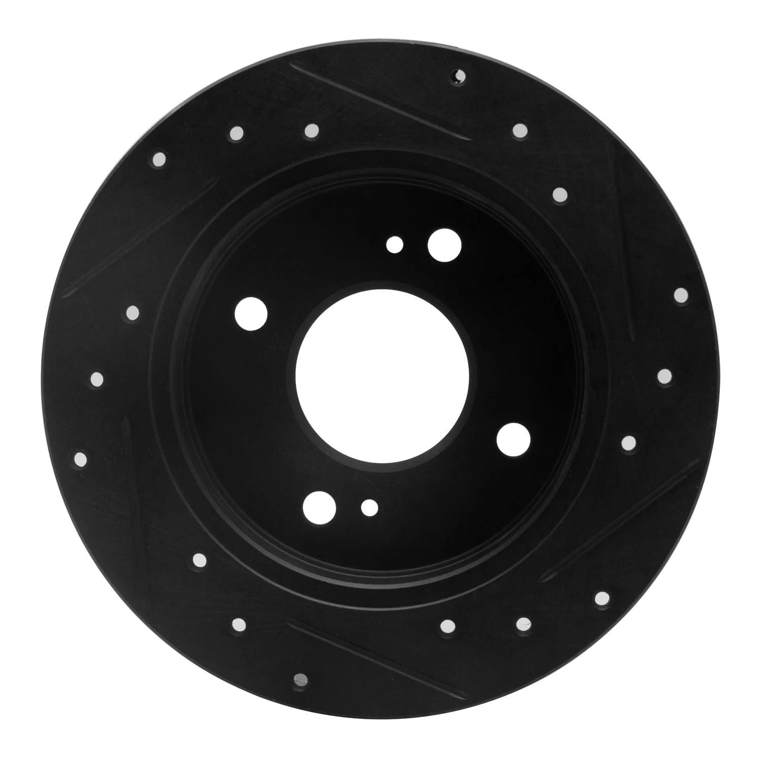 R1 Concepts 82-88 Nissan 280ZX Rear Left Drilled & Slotted Black Brake Rotor - Image 2