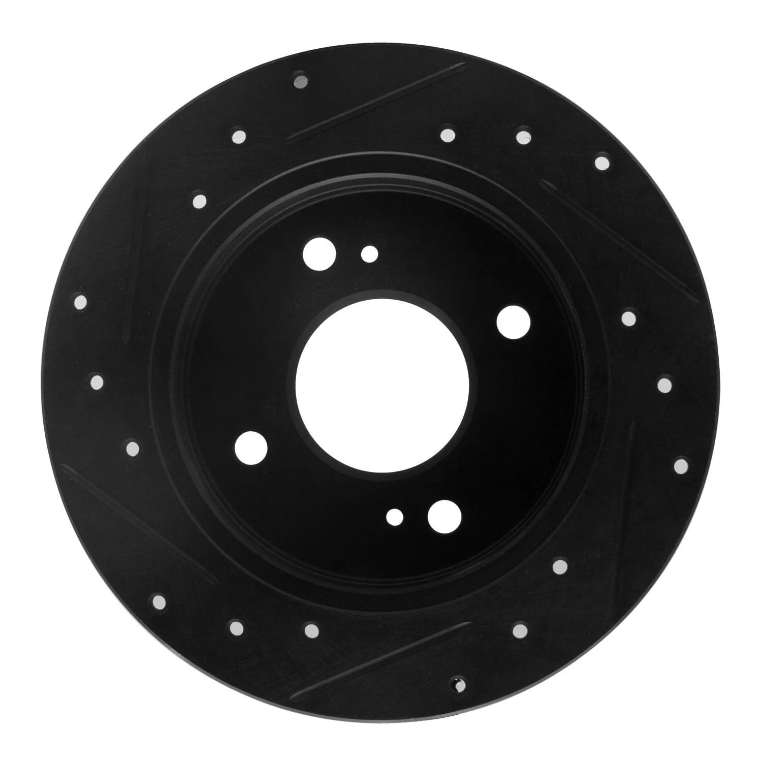 R1 Concepts 82-88 Nissan 280ZX Rear Right Drilled & Slotted Black Brake Rotor - Image 2