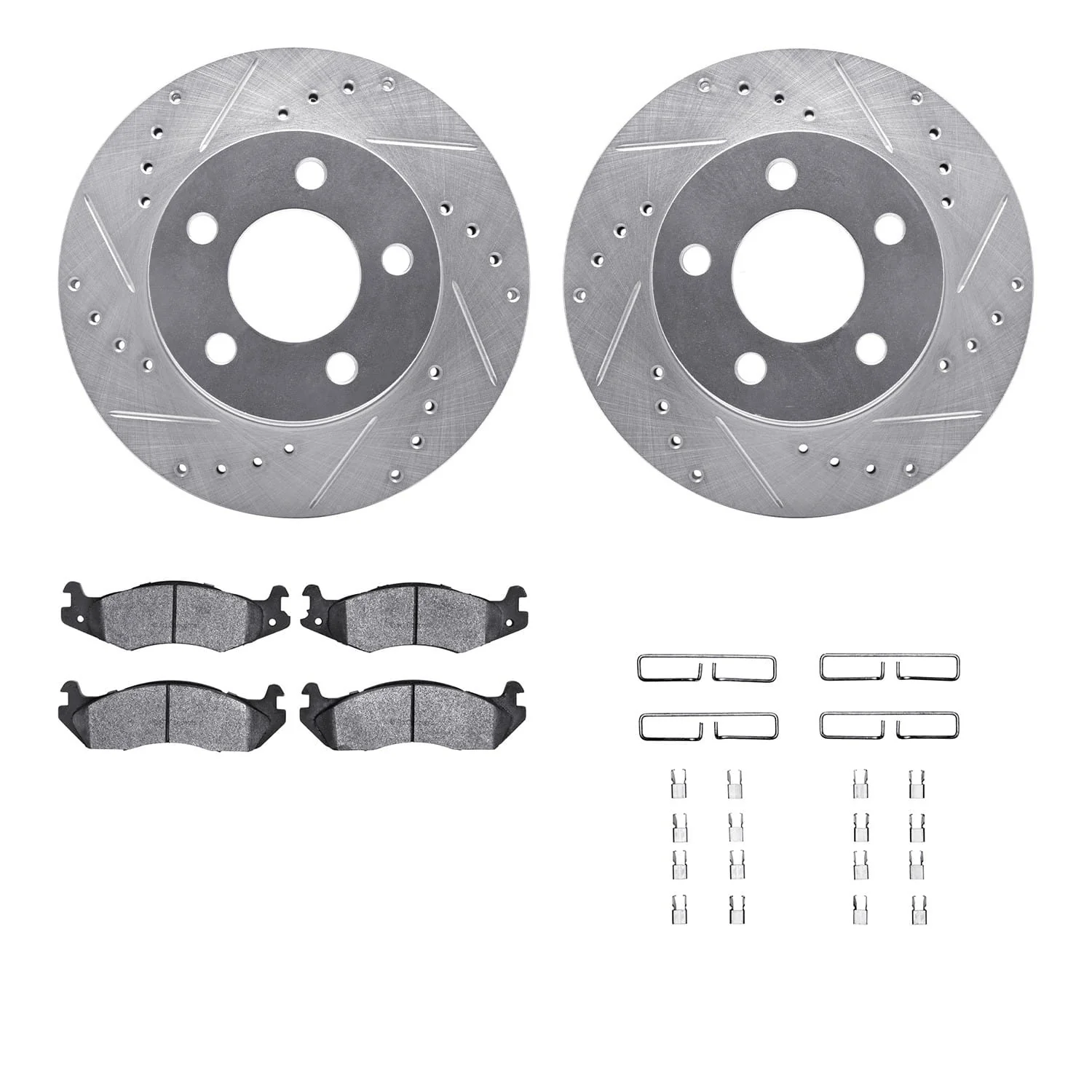 R1 Concepts 82-89 American Motors Eagle Front Drill/Slot Silver Rotors w/Optimum Pads