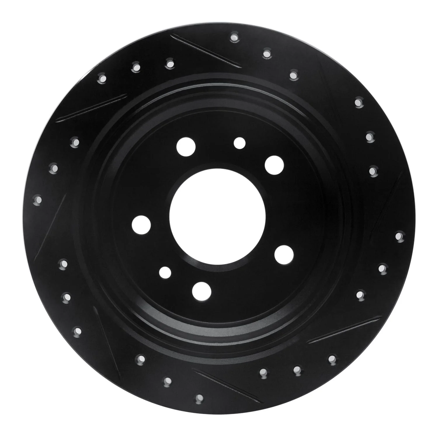 R1 Concepts 82-89 BMW 633CSI Rear Left Drilled & Slotted Black Brake Rotor - Image 2