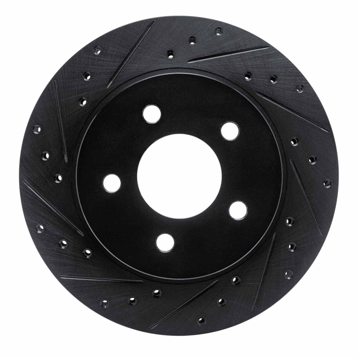 R1 Concepts 82-90 Ford Mustang Rear Left Drilled & Slotted Black Brake Rotor