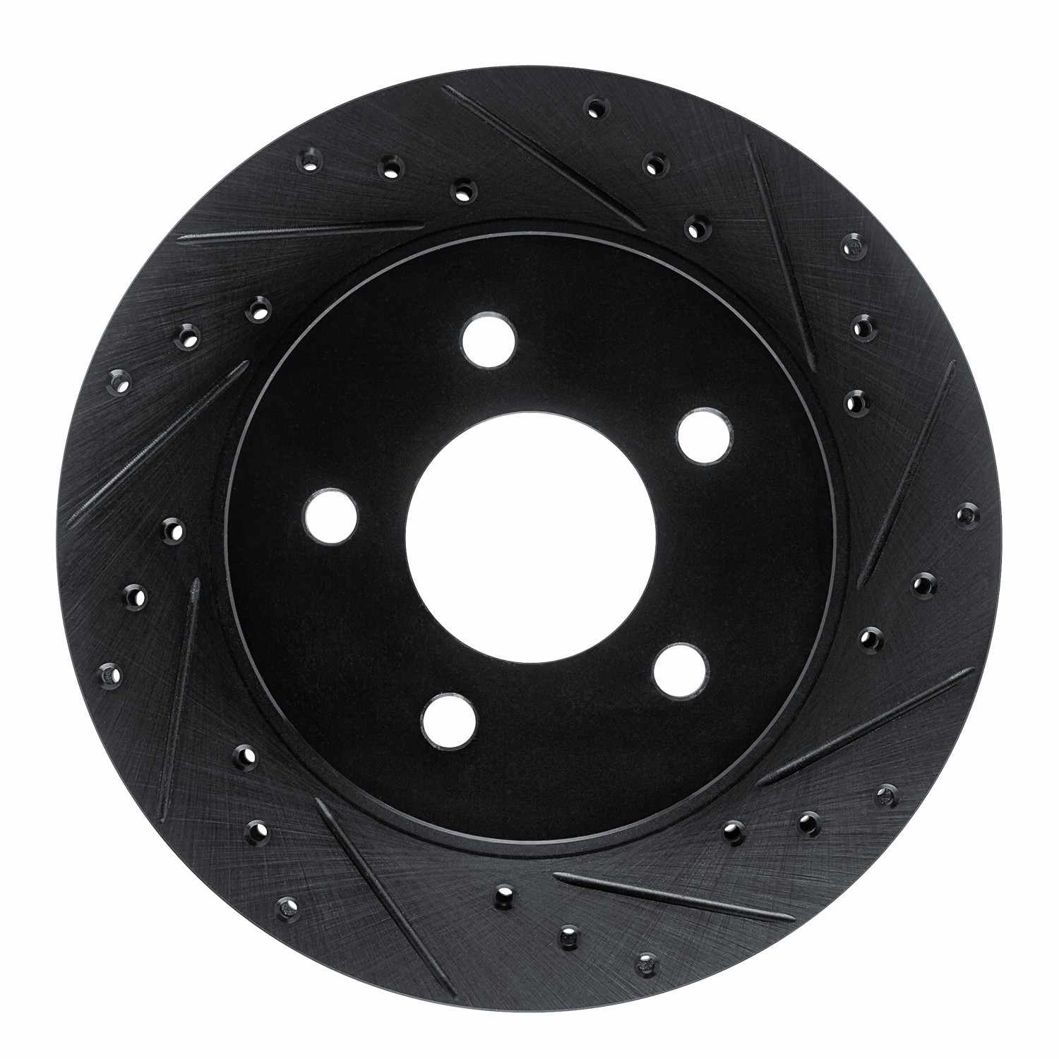 R1 Concepts 82-90 Ford Mustang Rear Right Drilled & Slotted Black Brake Rotor