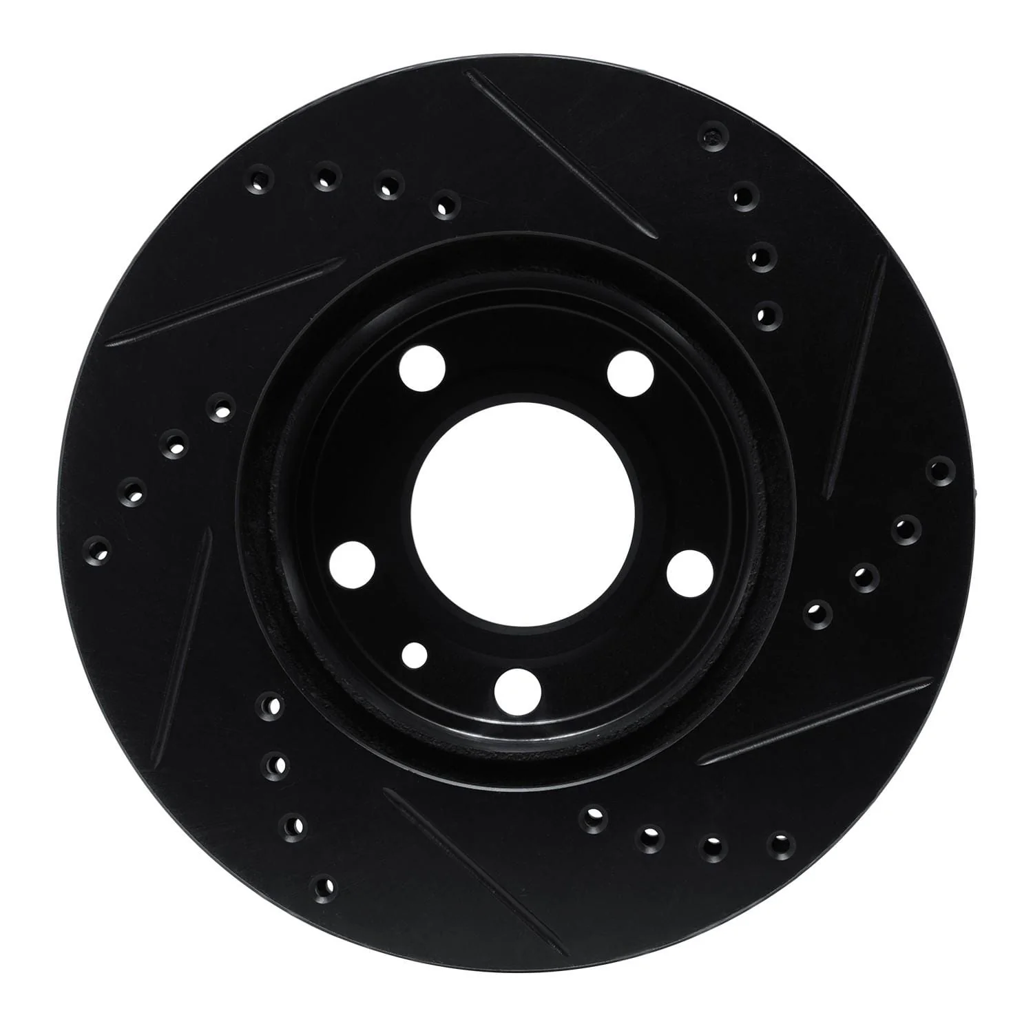 R1 Concepts 82-90 Volvo 760 Series Front Left Drilled & Slotted Black Brake Rotor - Image 2