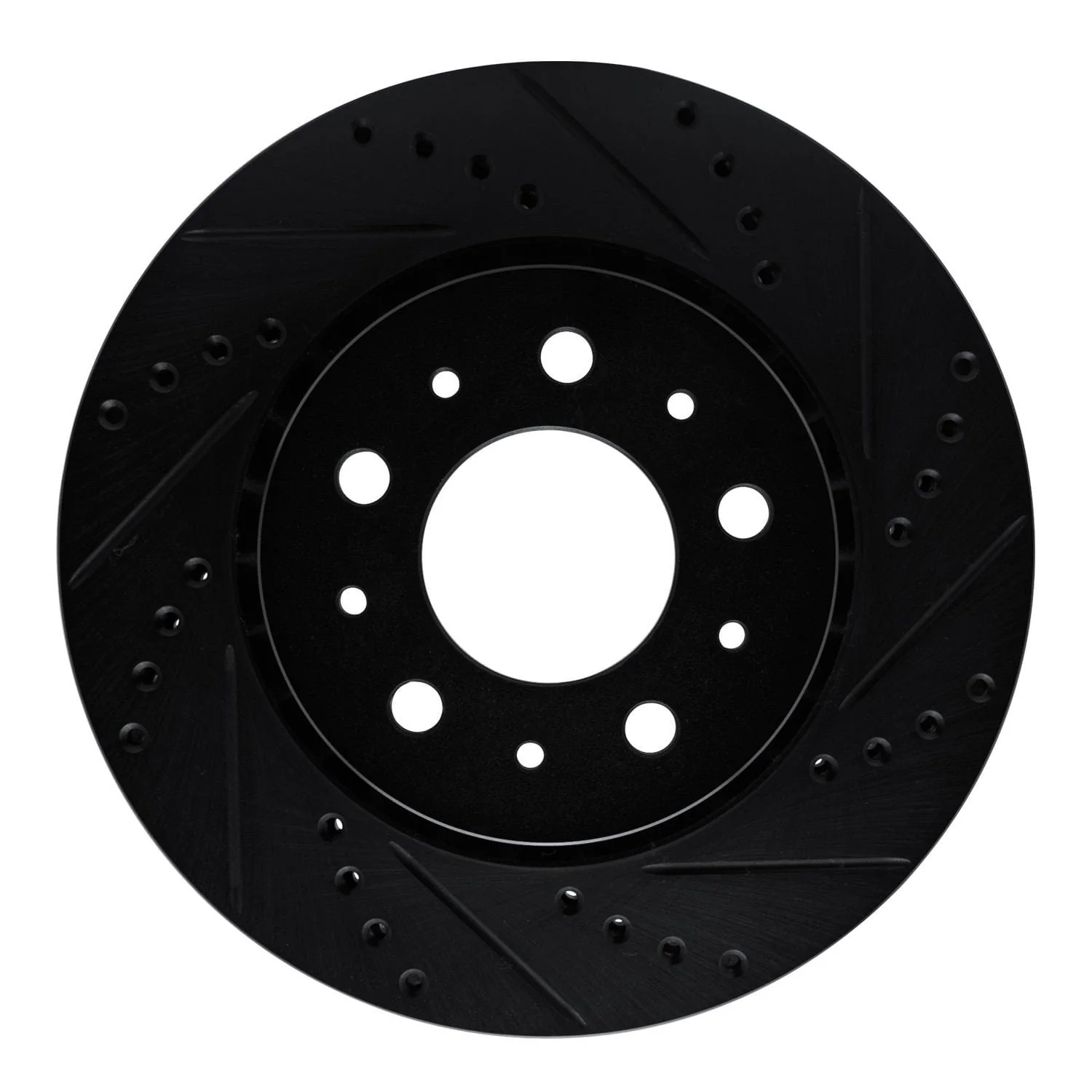 R1 Concepts 82-92 Volvo 740 Front Right Drilled & Slotted Black Brake Rotor