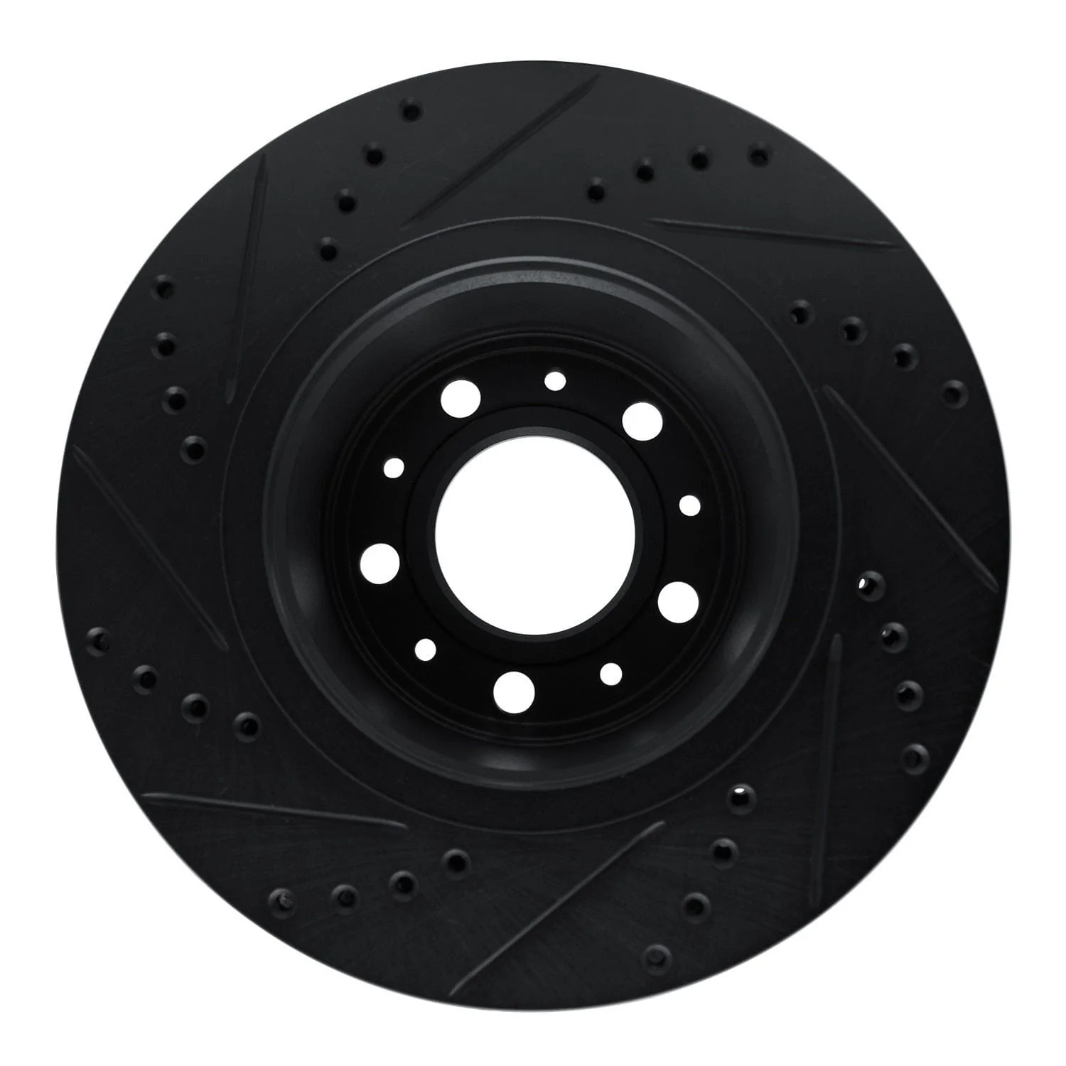 R1 Concepts 82-92 Volvo 740 Front Right Drilled & Slotted Black Brake Rotor - Image 2
