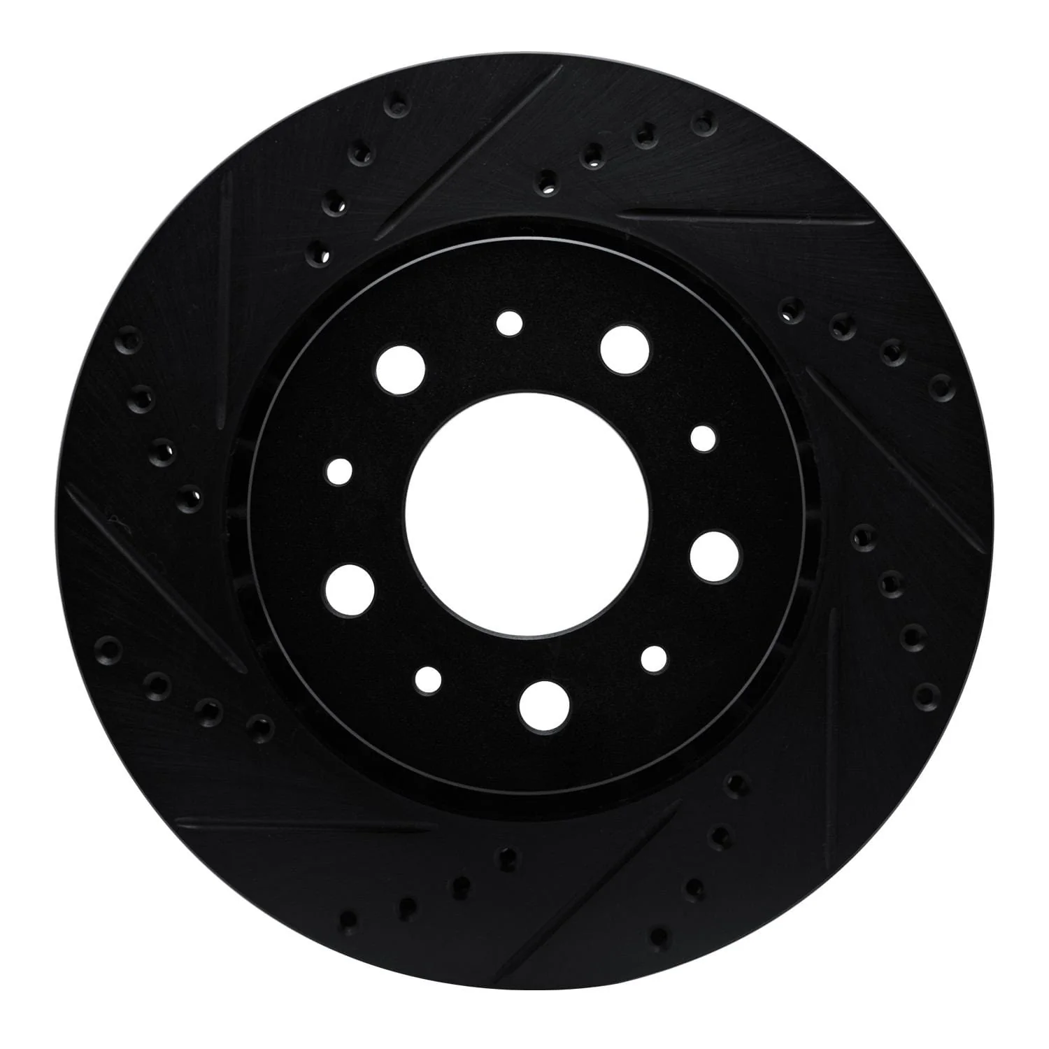 R1 Concepts 82-92 Volvo 940 Front Left Drilled & Slotted Black Brake Rotor