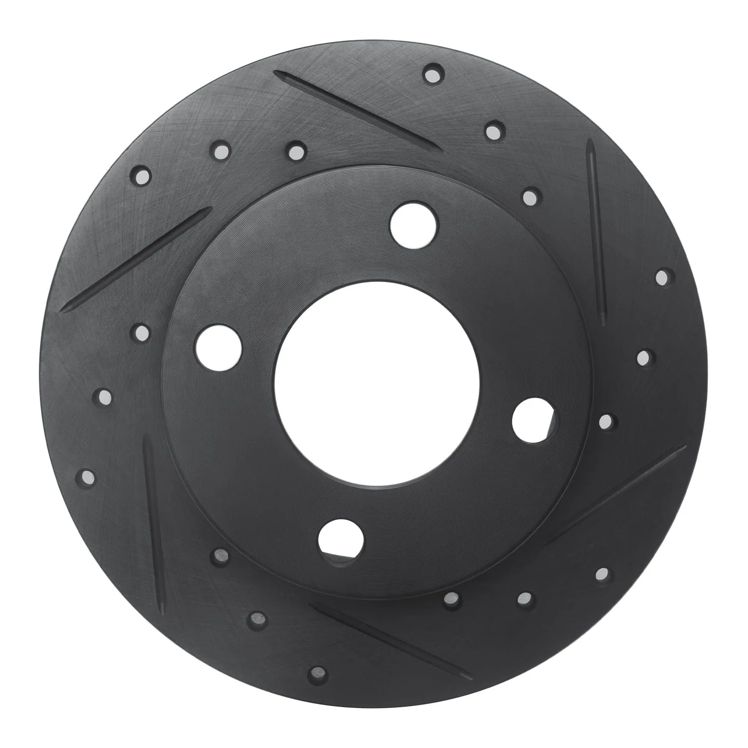 R1 Concepts 82-98 Audi 5000 Rear Right Drilled & Slotted Black Brake Rotor