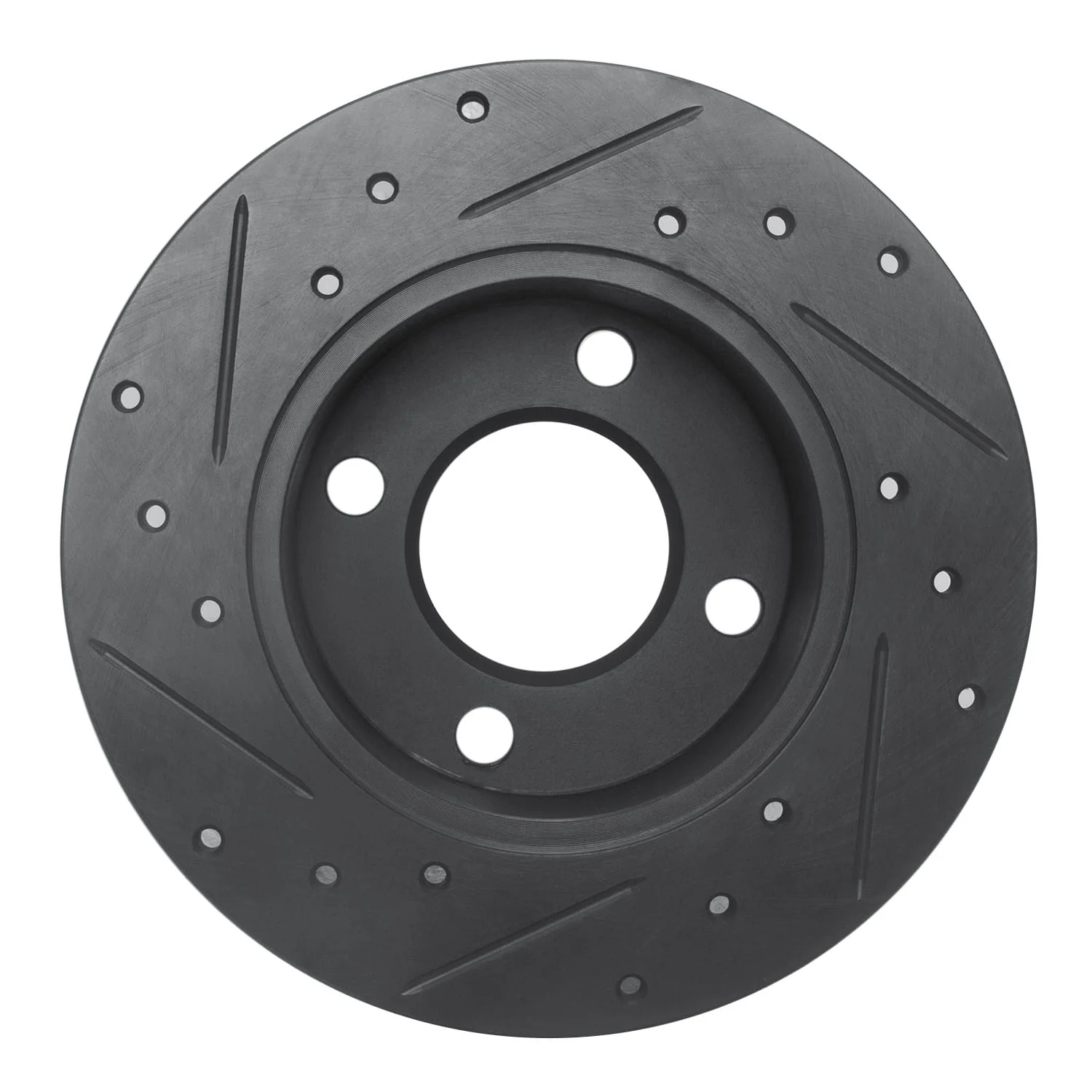 R1 Concepts 82-98 Audi 5000 Rear Right Drilled & Slotted Black Brake Rotor - Image 2