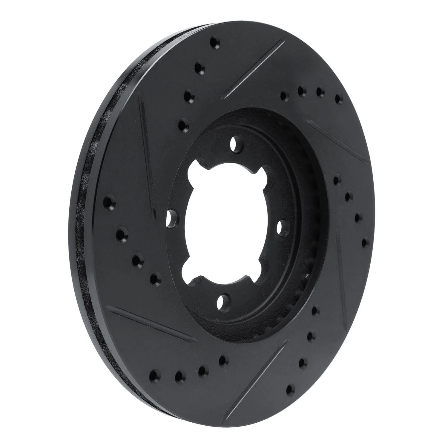R1 Concepts 83-84 Toyota Cressida Front Right Drilled & Slotted Black Brake Rotor - Image 2