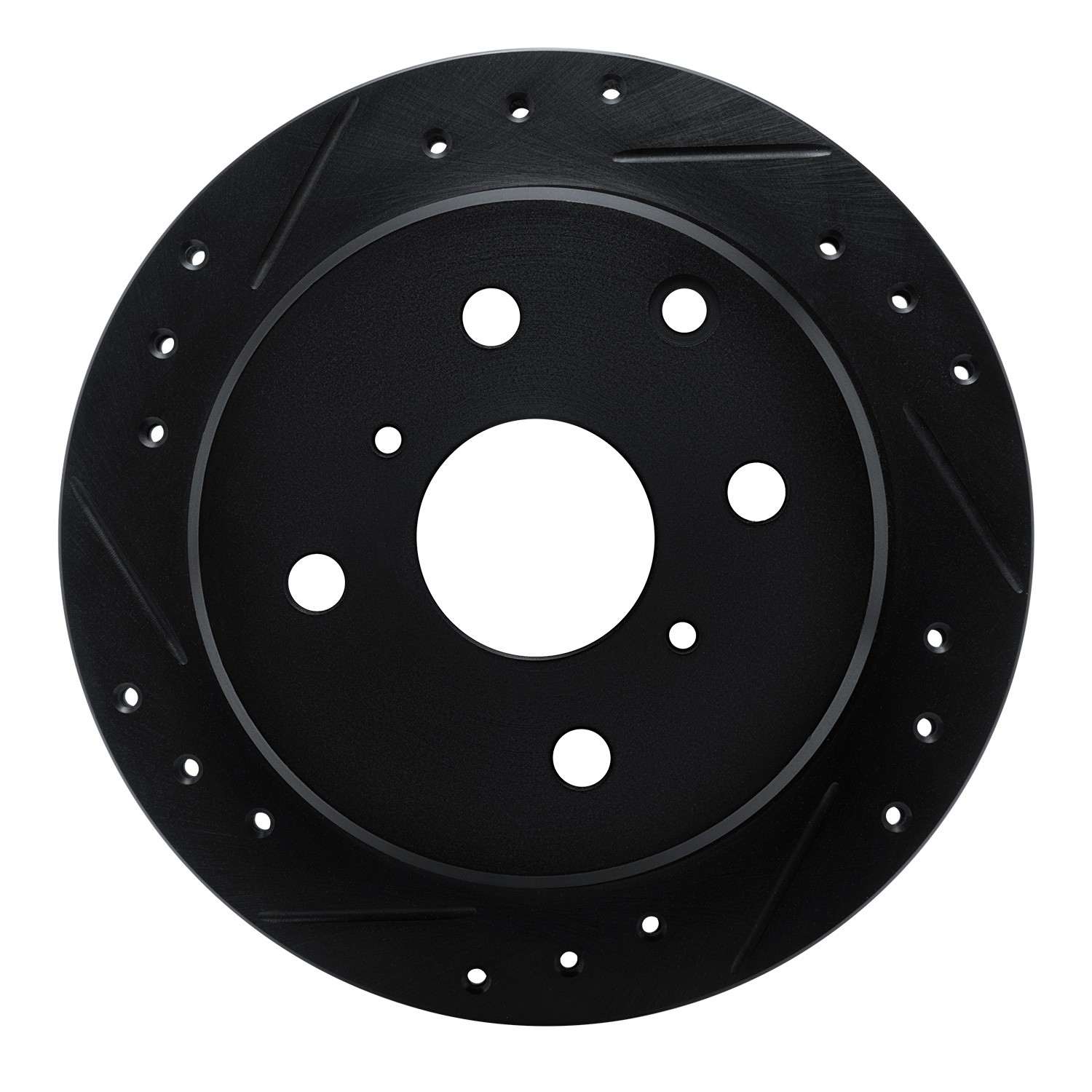 R1 Concepts 83-84 Toyota Cressida Rear Left Drilled & Slotted Black Brake Rotor