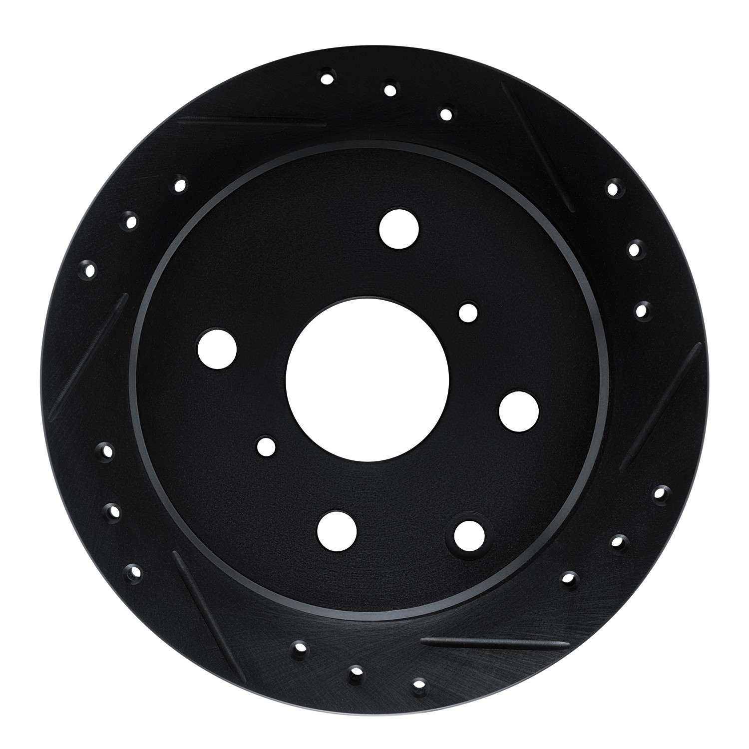 R1 Concepts 83-84 Toyota Cressida Rear Right Drilled & Slotted Black Brake Rotor