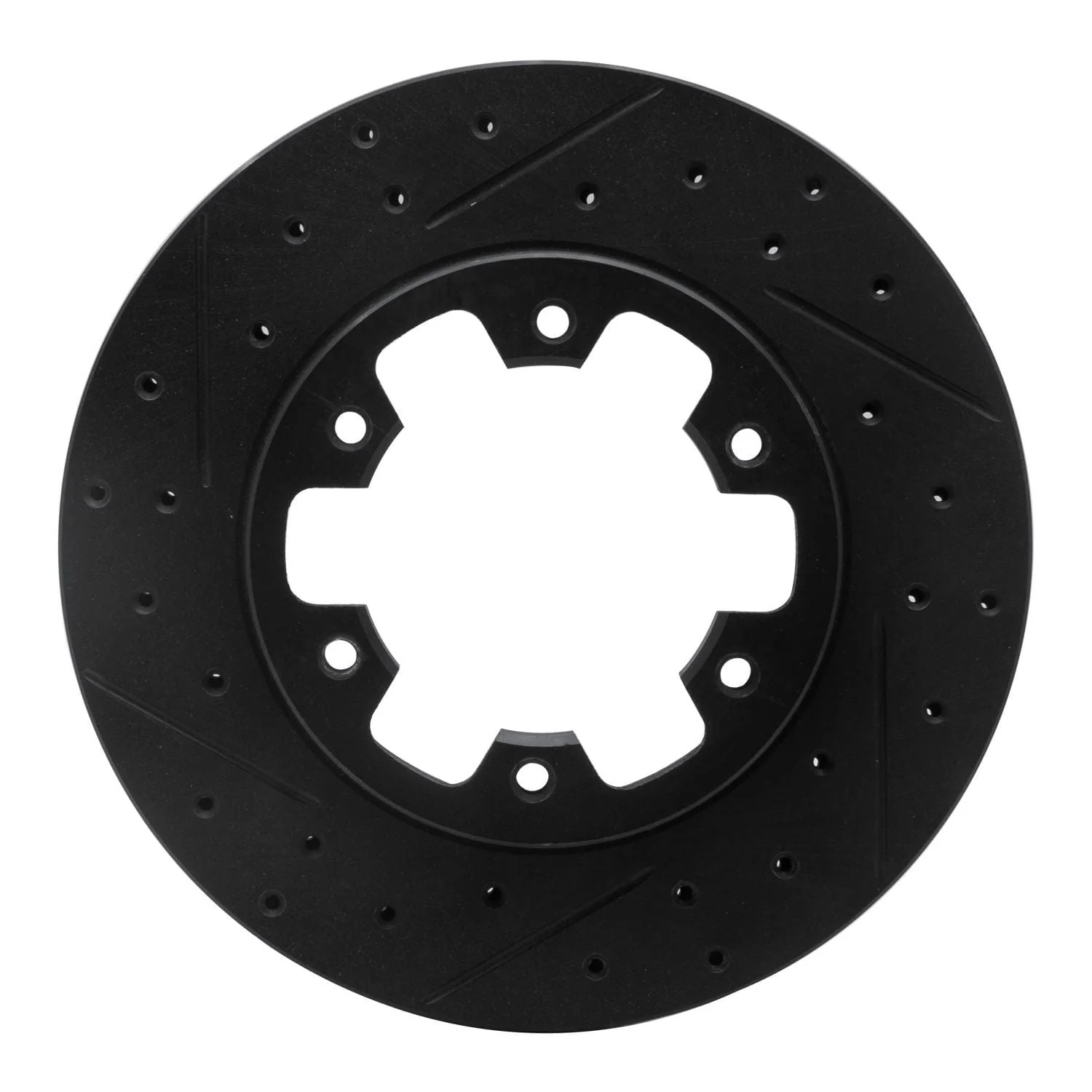 R1 Concepts 83-85 Nissan 720 DATSUN Front Left Drilled & Slotted Black Brake Rotor