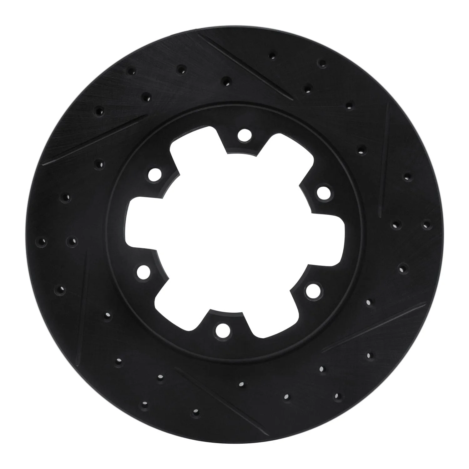R1 Concepts 83-85 Nissan 720 DATSUN Front Right Drilled & Slotted Black Brake Rotor