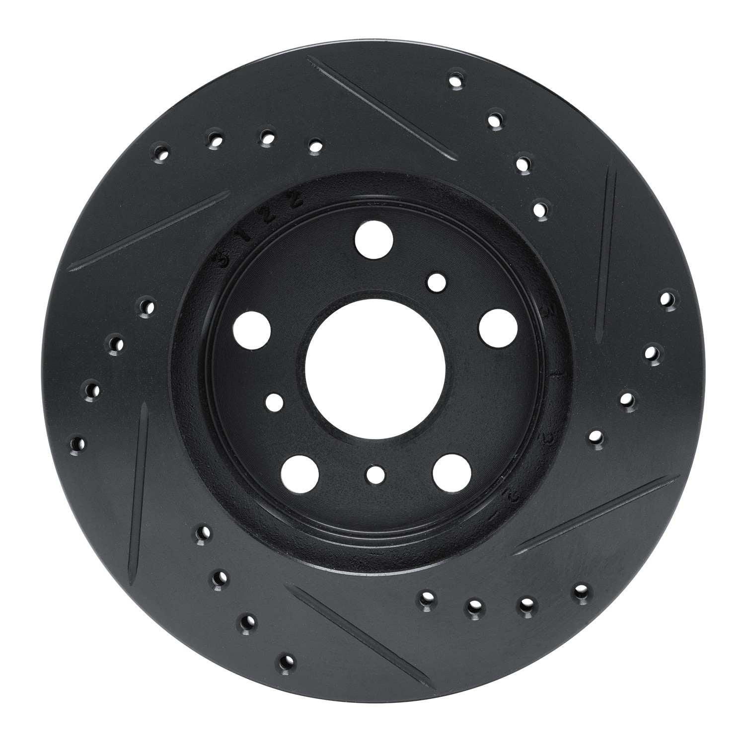 R1 Concepts 83-86 Toyota Camry Front Left Drilled & Slotted Black Brake Rotor - Image 2