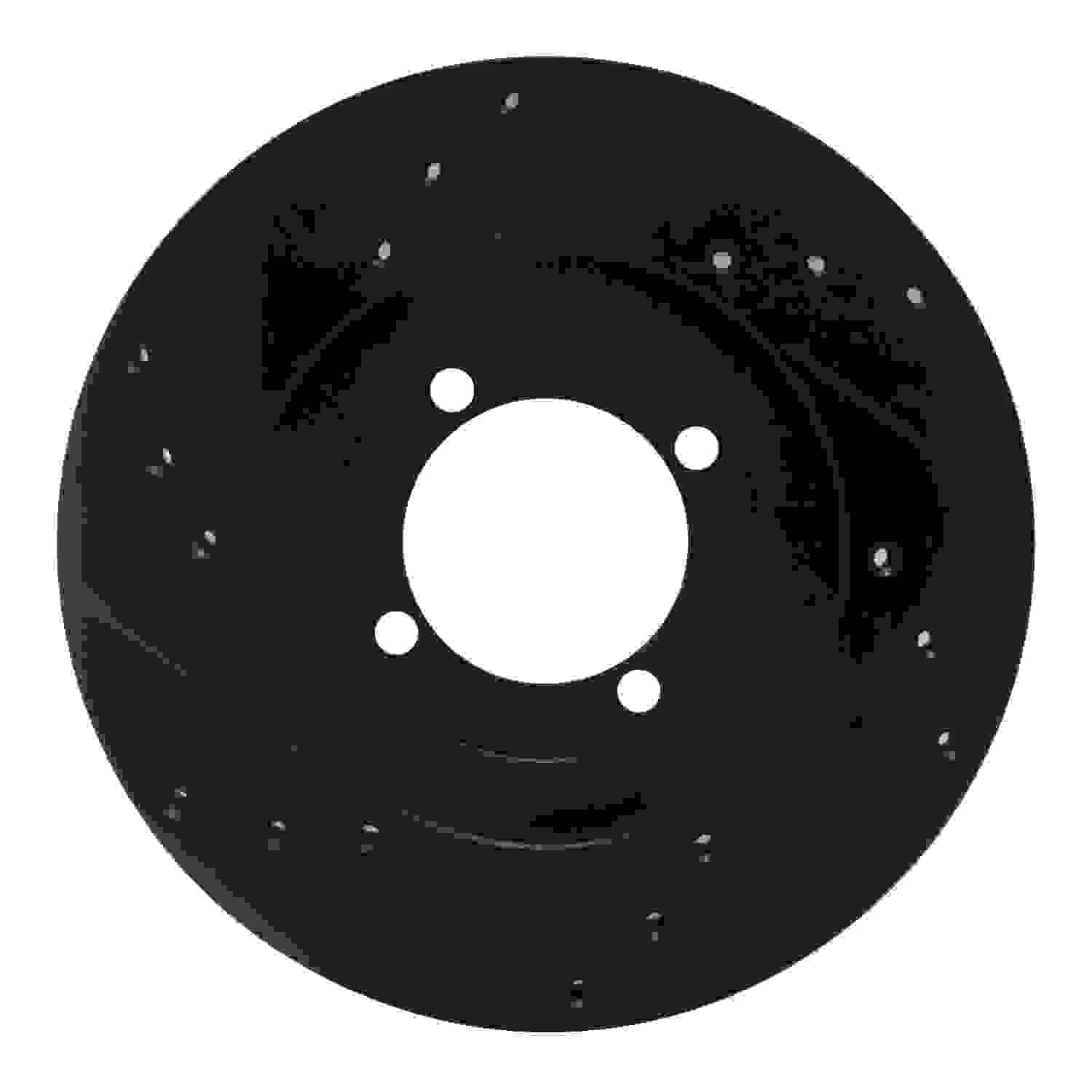 R1 Concepts 83-87 Mazda 626 Front Right Drilled & Slotted Black Brake Rotor - Image 2