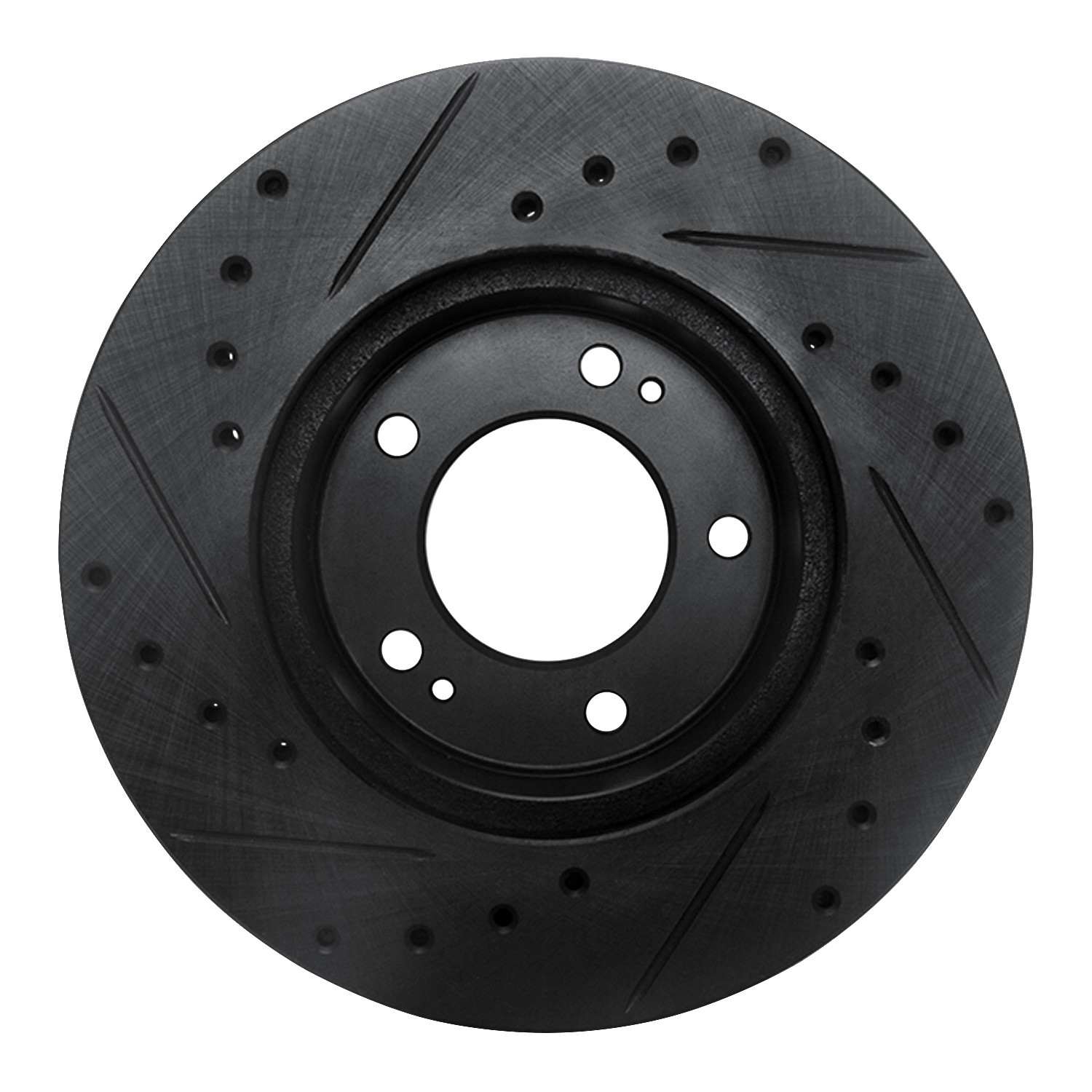 R1 Concepts 83-89 Chrysler Conquest Front Right Drilled & Slotted Black Brake Rotor - Image 2