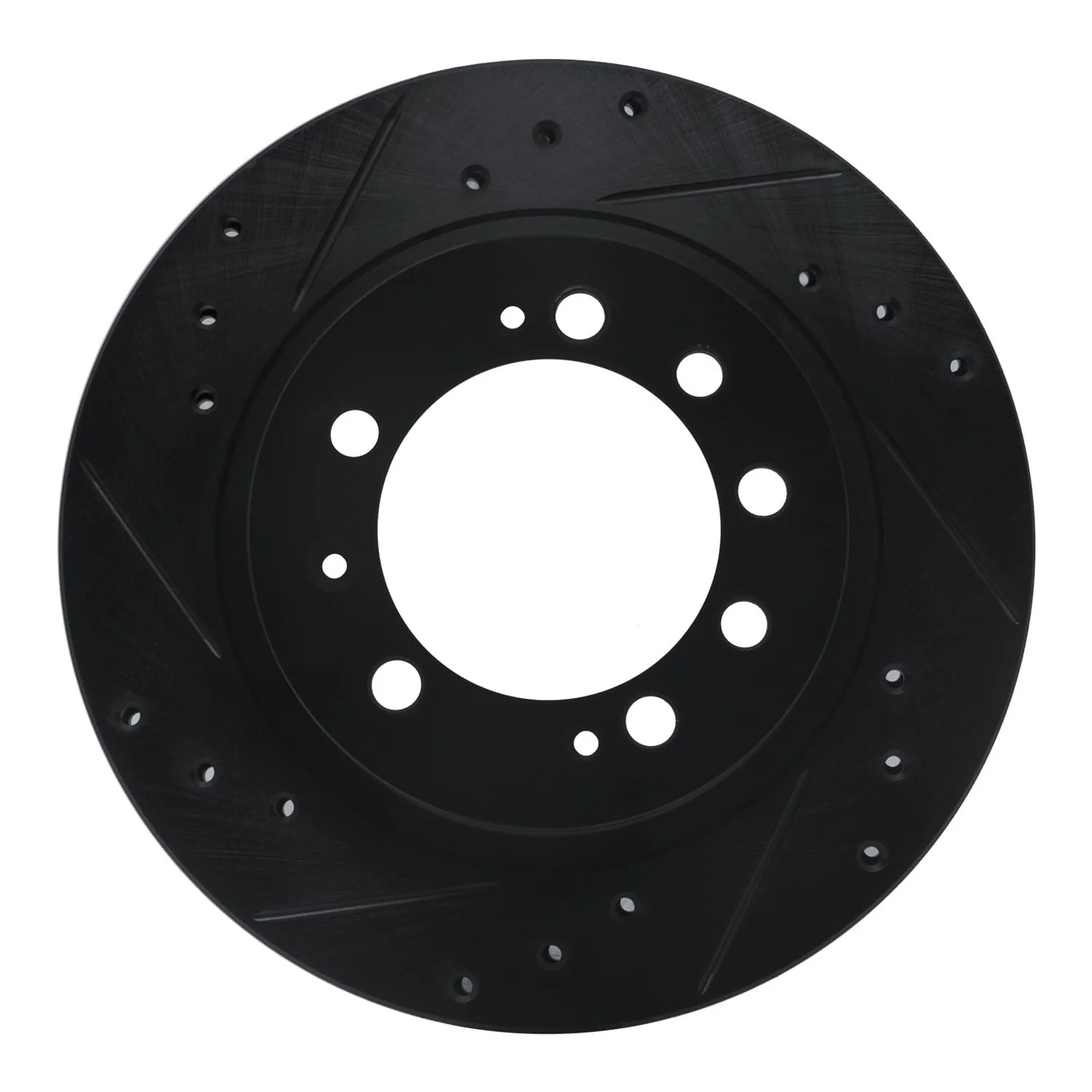 R1 Concepts 83-89 Chrysler Conquest Rear Left Drilled & Slotted Black Brake Rotor