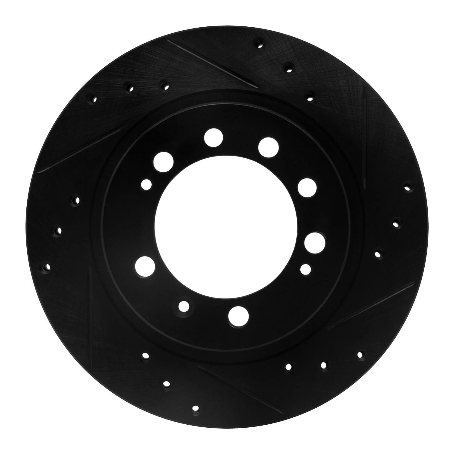 R1 Concepts 83-89 Chrysler Conquest Rear Right Drilled & Slotted Black Brake Rotor