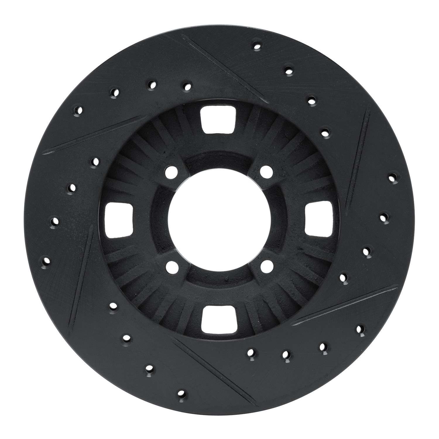 R1 Concepts 83-89 Isuzu Impulse Front Left Drilled & Slotted Black Brake Rotor - Image 2