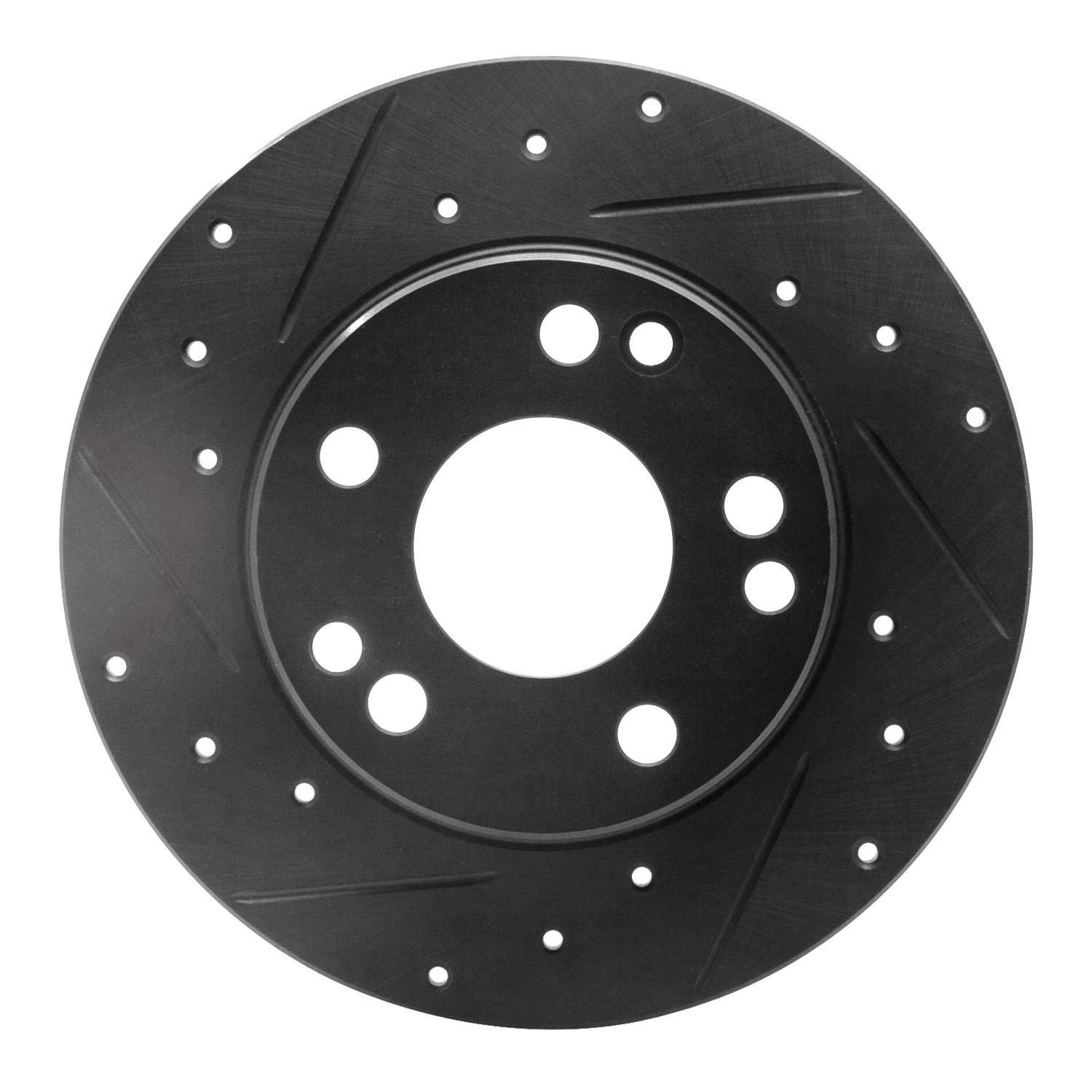 R1 Concepts 83-89 Mercedes-Benz 190D Front Left Drilled & Slotted Black Brake Rotor