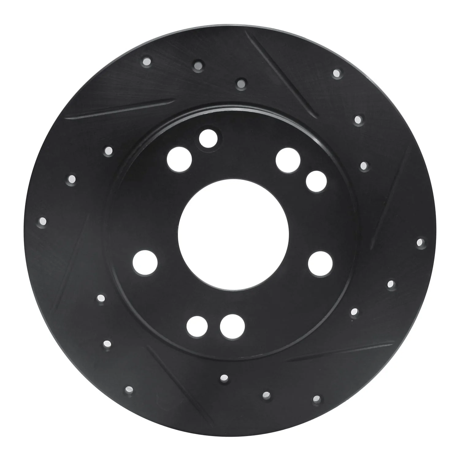 R1 Concepts 83-89 Mercedes-Benz 190E Front Right Drilled & Slotted Black Brake Rotor
