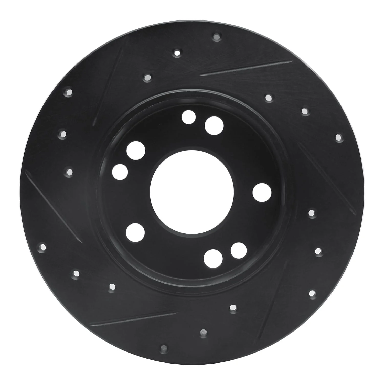 R1 Concepts 83-89 Mercedes-Benz 190E Front Right Drilled & Slotted Black Brake Rotor - Image 2