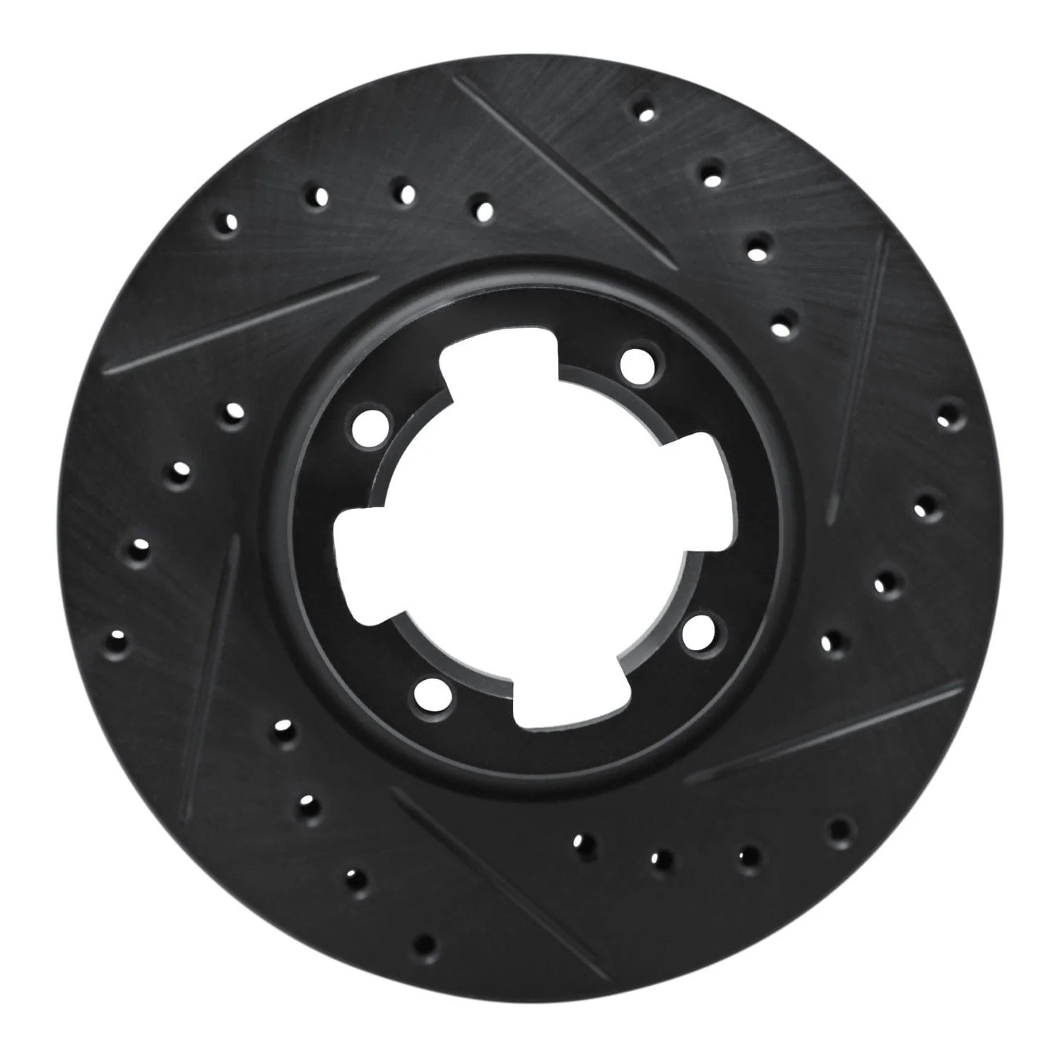 R1 Concepts 83-89 Subaru Brat Front Right Drilled & Slotted Black Brake Rotor