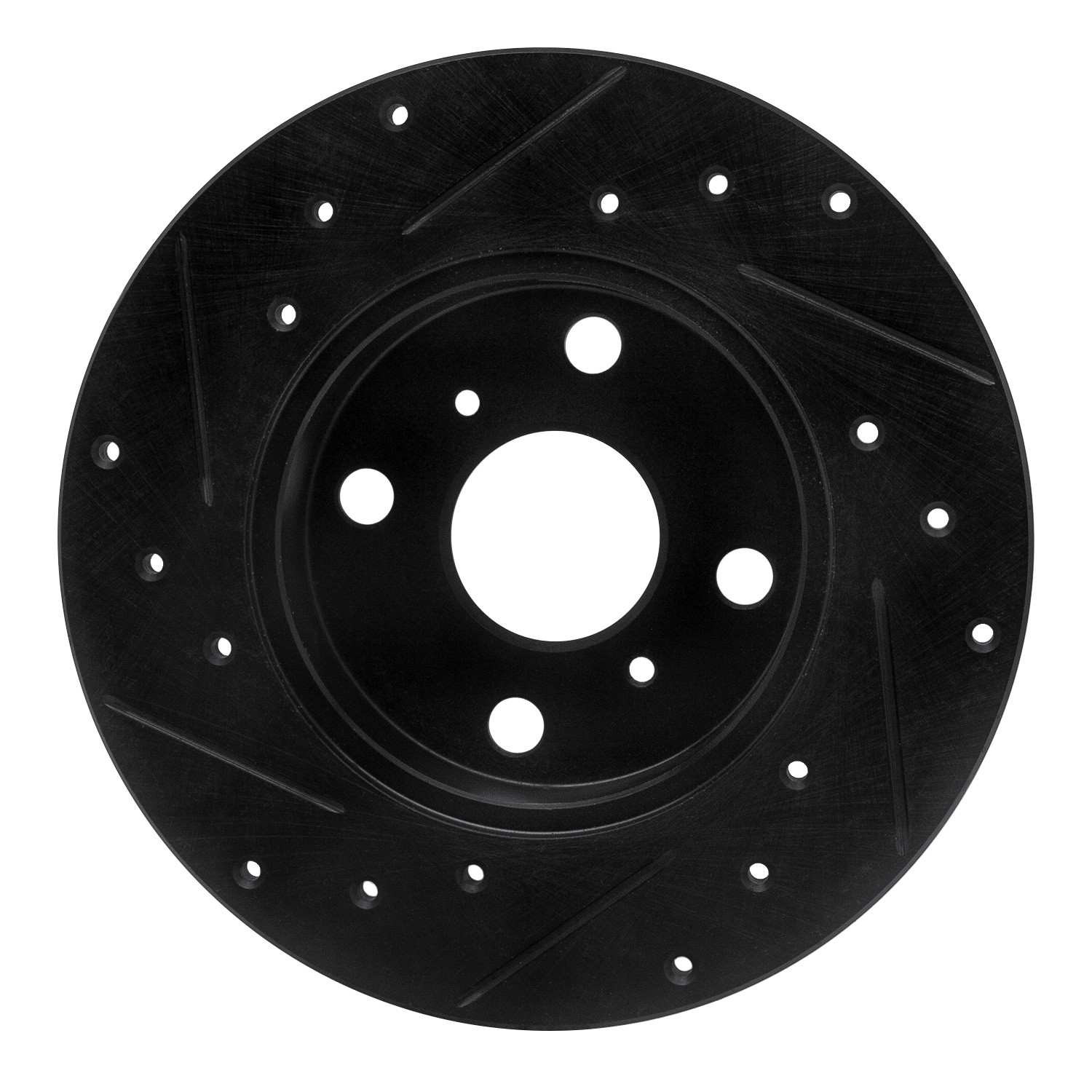 R1 Concepts 83-90 Toyota Tercel Front Right Drilled & Slotted Black Brake Rotor - Image 2