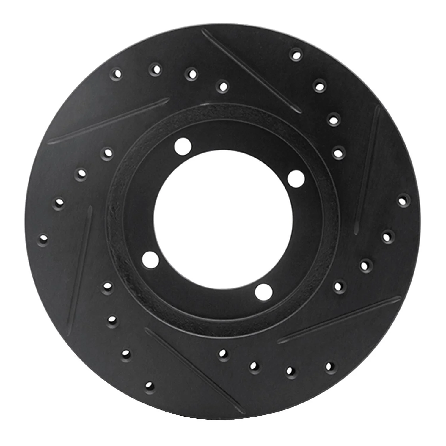 R1 Concepts 83-91 Dodge COLT Front Left Drilled & Slotted Black Brake Rotor - Image 2