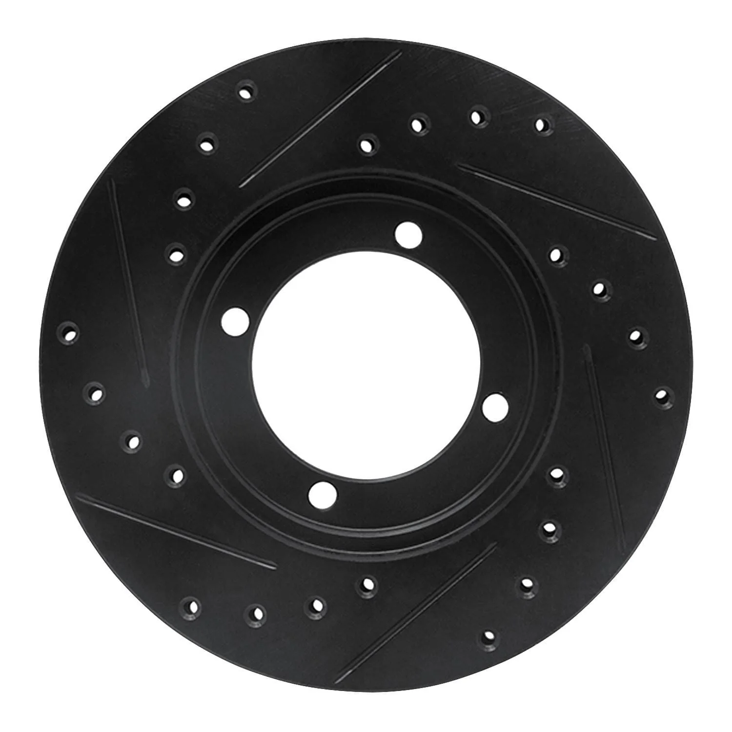 R1 Concepts 83-91 Dodge COLT Front Right Drilled & Slotted Black Brake Rotor - Image 2
