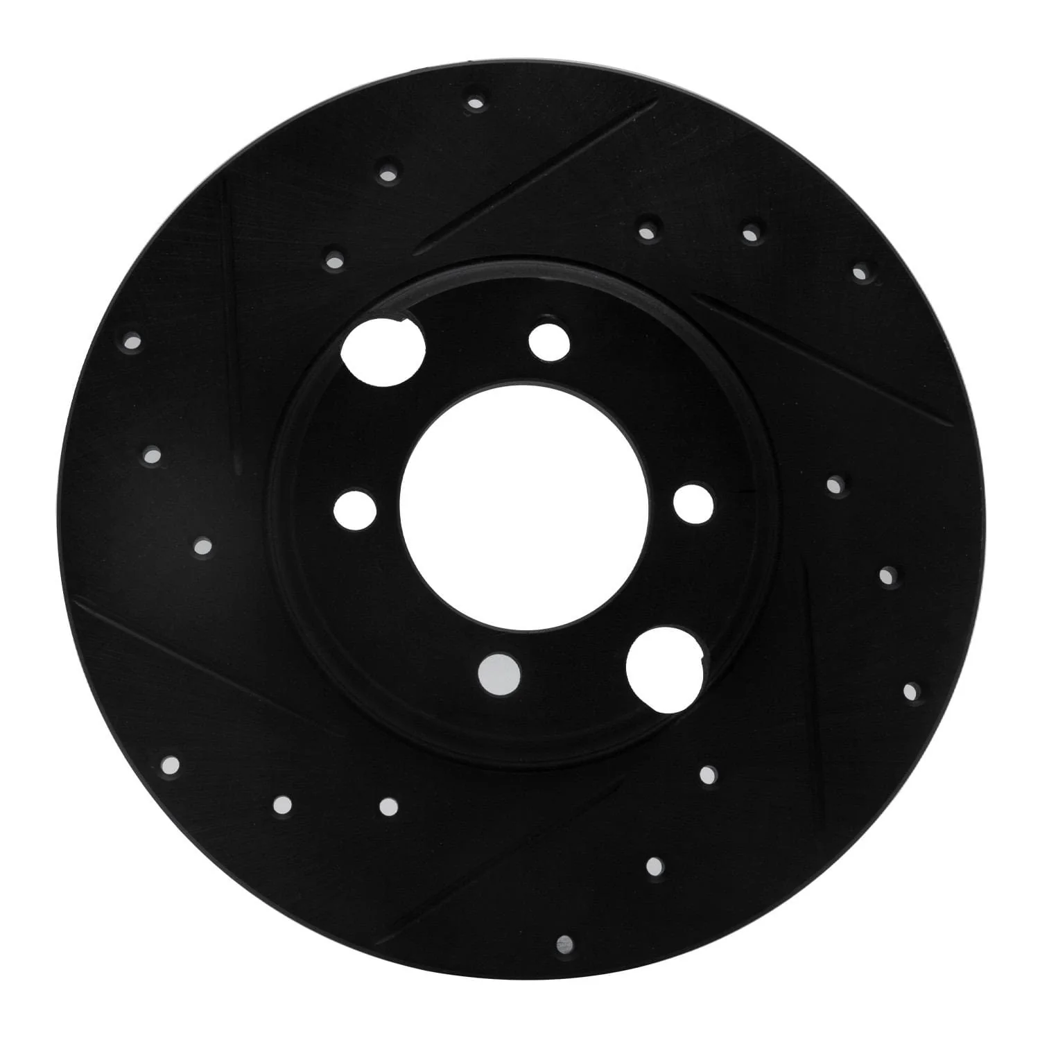 R1 Concepts 83-93 Jaguar XJRS Rear Left Drilled & Slotted Black Brake Rotor