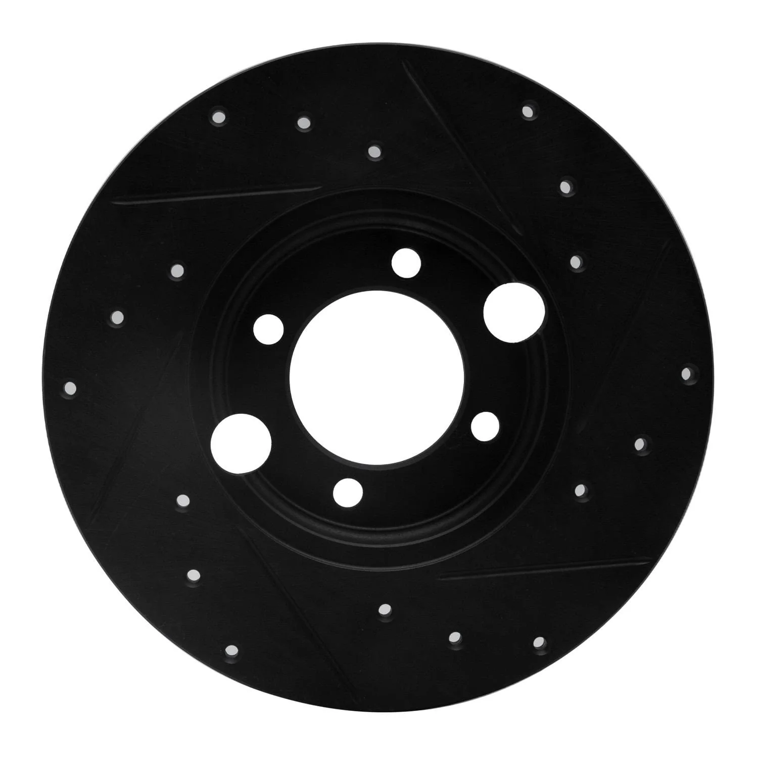 R1 Concepts 83-93 Jaguar XJRS Rear Left Drilled & Slotted Black Brake Rotor - Image 2