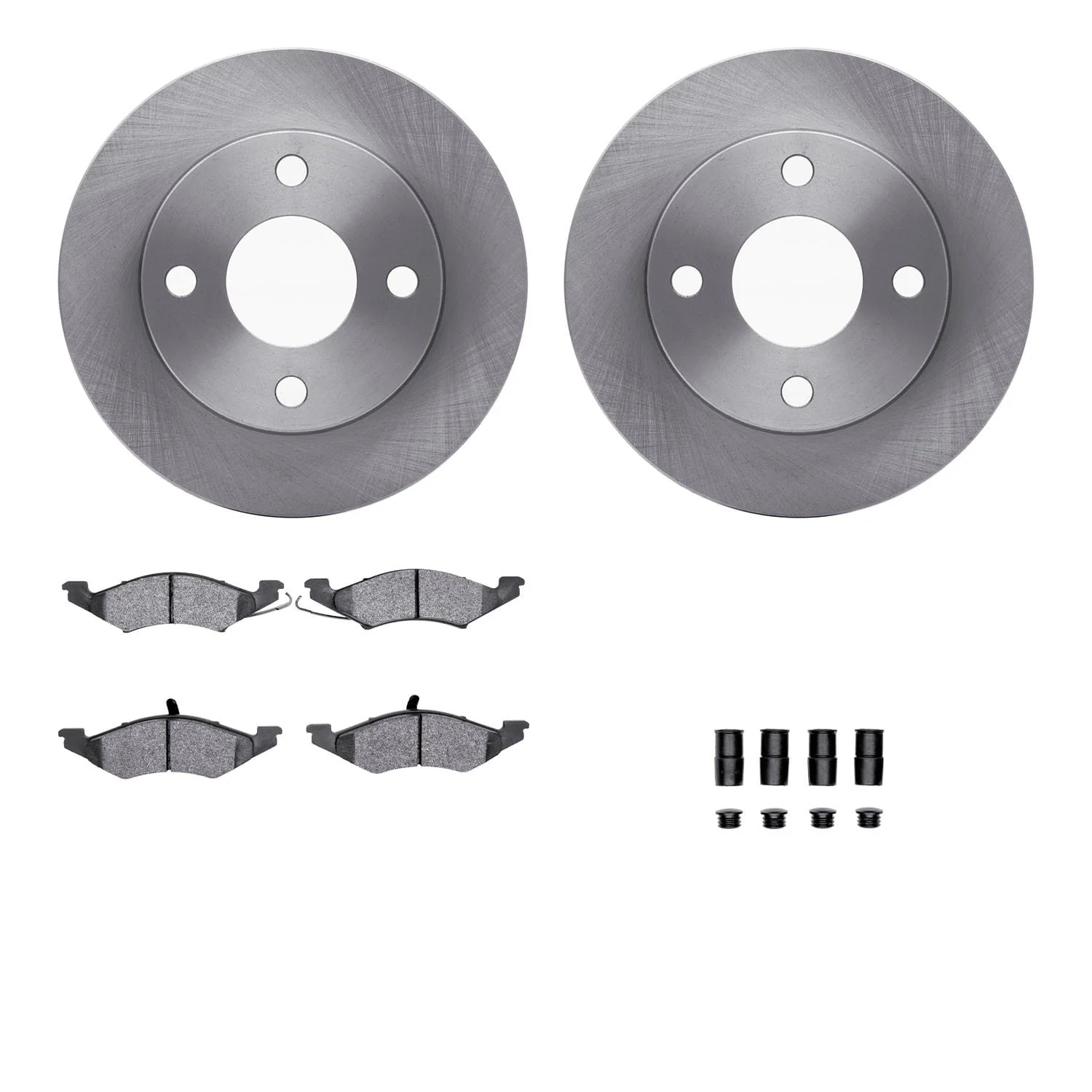 R1 Concepts 83-94 Ford Escort Front Brake Rotor Set w/Optimum OE Pads and Hardware