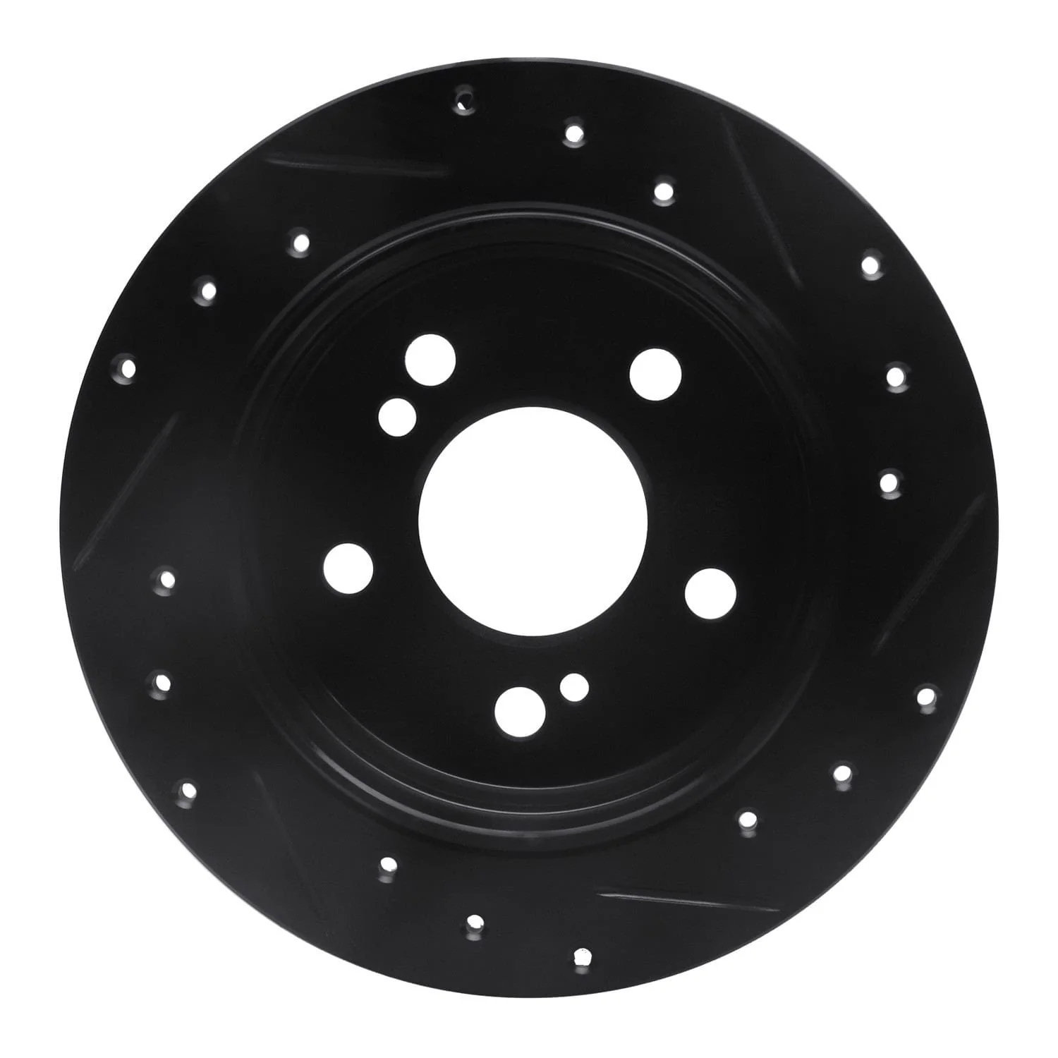 R1 Concepts 83-95 Mercedes-Benz 300CE Rear Left Drilled & Slotted Black Brake Rotor - Image 2
