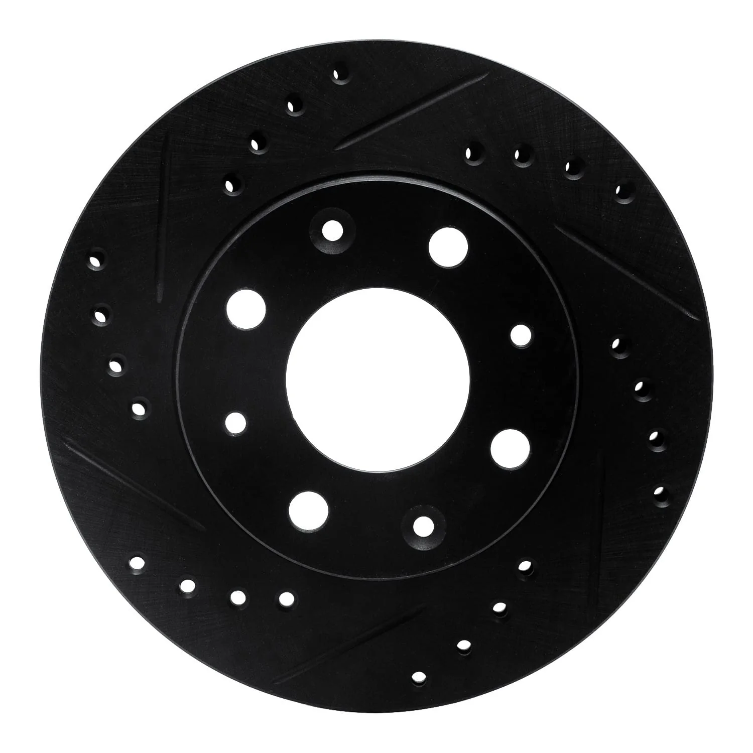 R1 Concepts 84-06 Honda Civic Hatchback Front Left Drilled & Slotted Black Brake Rotor