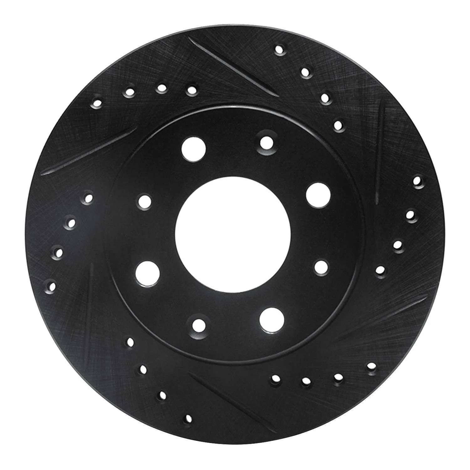 R1 Concepts 84-06 Honda CRX Front Right Drilled & Slotted Black Brake Rotor