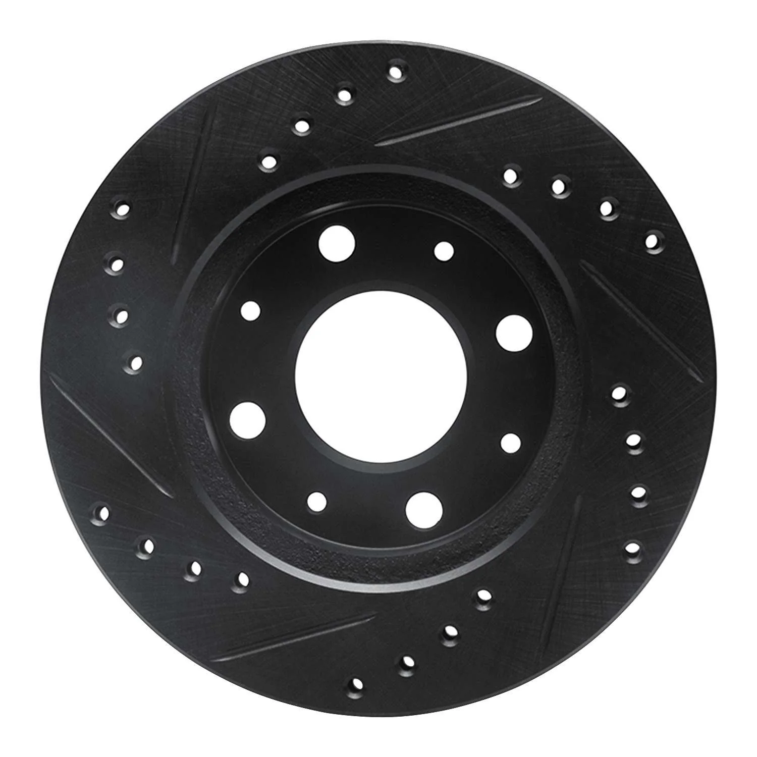 R1 Concepts 84-06 Honda CRX Front Right Drilled & Slotted Black Brake Rotor - Image 2