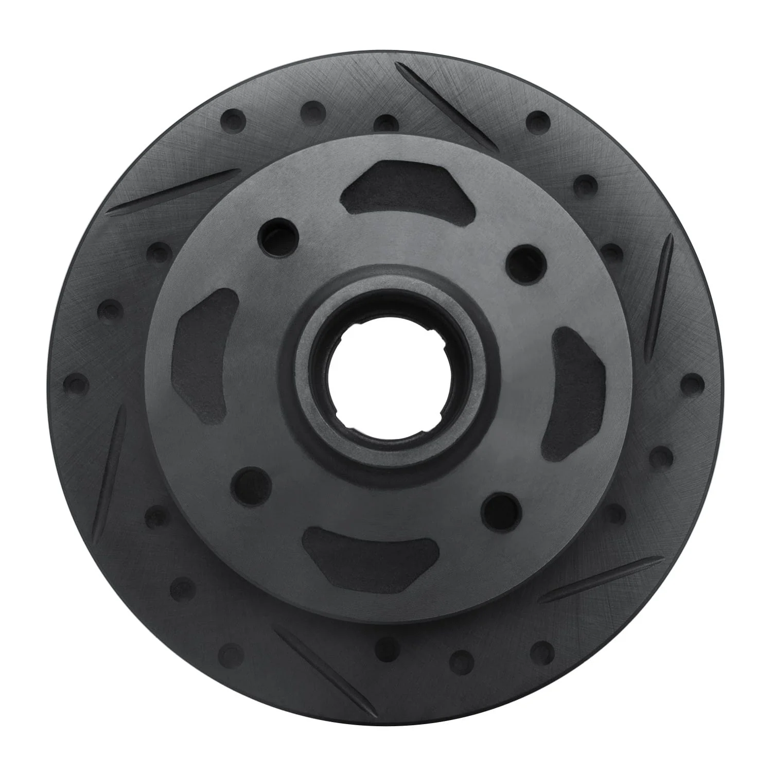 R1 Concepts 84-85 Mazda RX-7 Front Right Drilled & Slotted Black Brake Rotor
