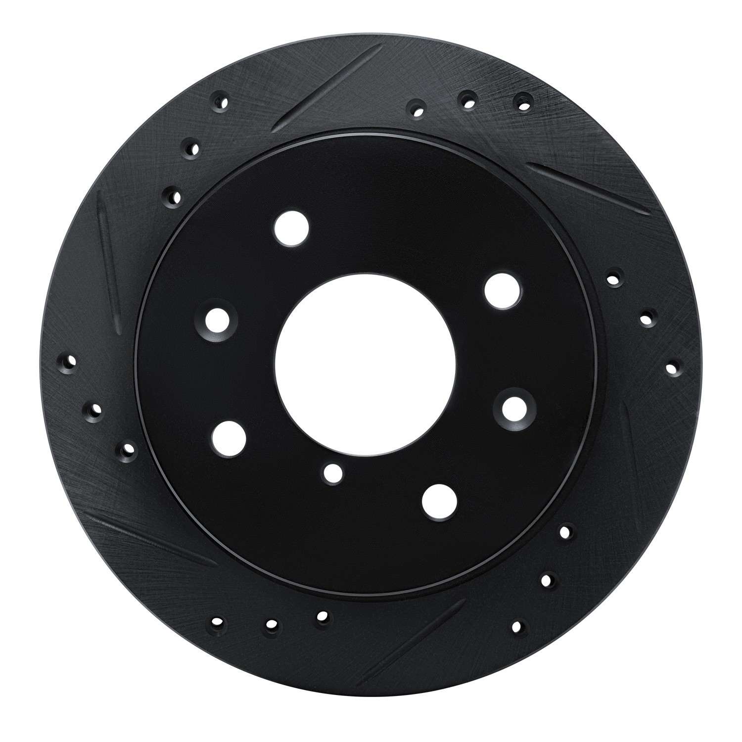 R1 Concepts 84-85 Mazda RX-7 Rear Left Drilled & Slotted Black Brake Rotor