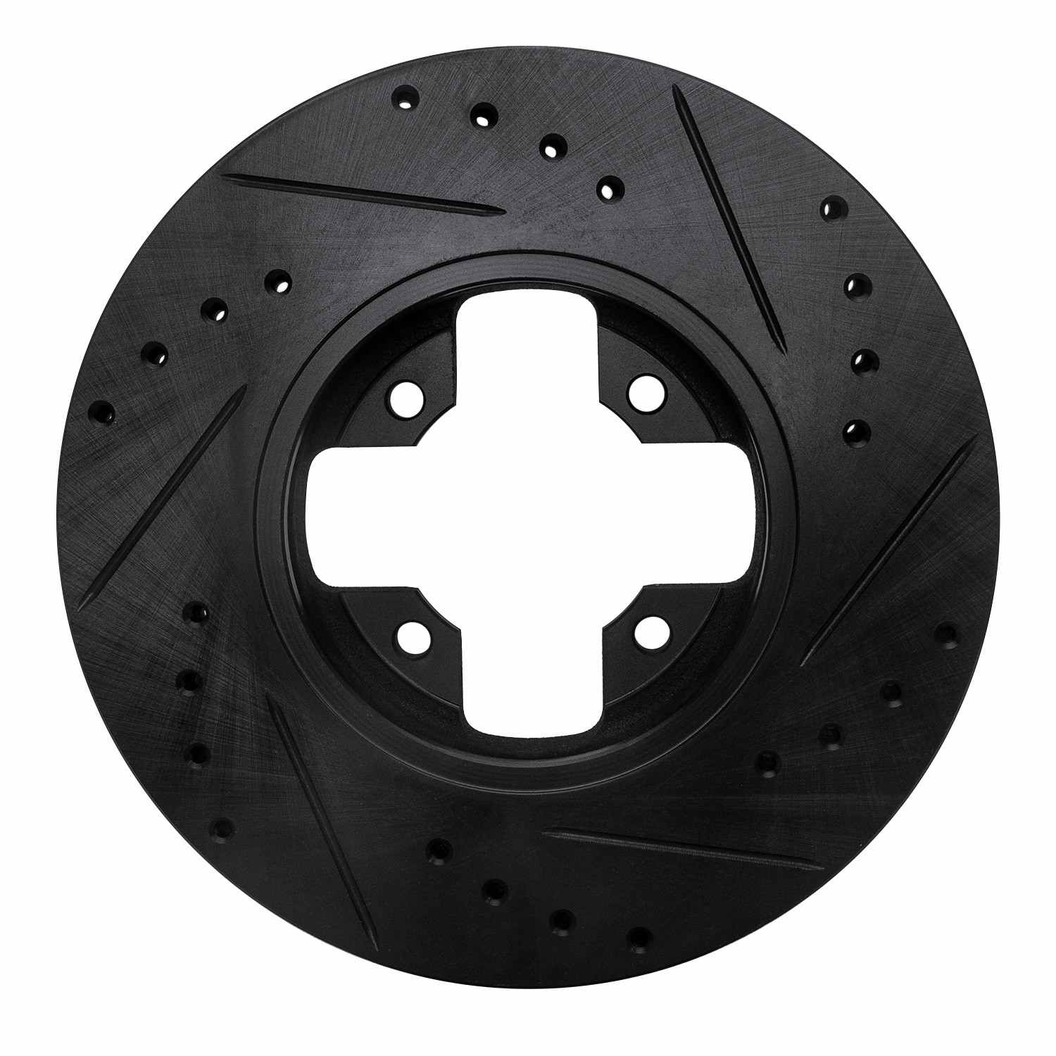 R1 Concepts 84-85 Nissan 300ZX Front Left Drilled & Slotted Black Brake Rotor - Image 2