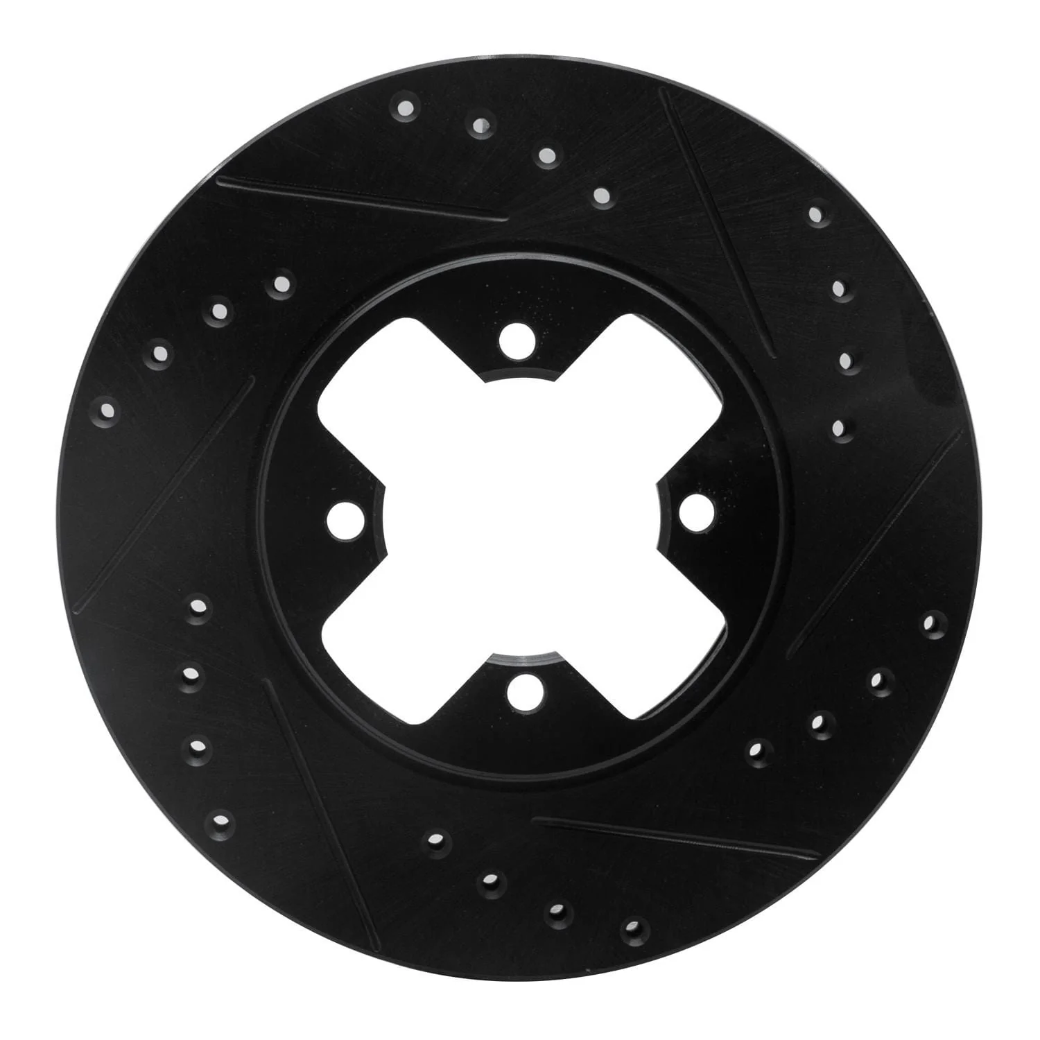 R1 Concepts 84-85 Nissan 300ZX Front Right Drilled & Slotted Black Brake Rotor