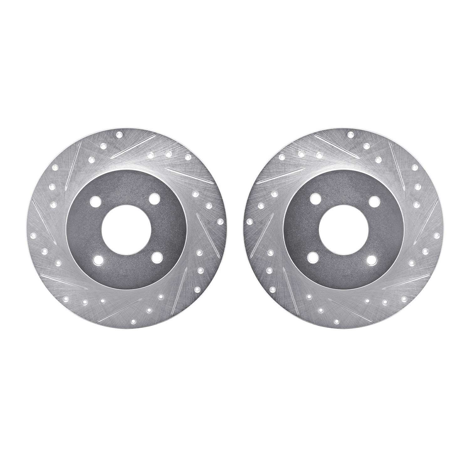 R1 Concepts 84-85 Nissan 300ZX Rear Drilled & Slotted Silver Brake Rotor Set