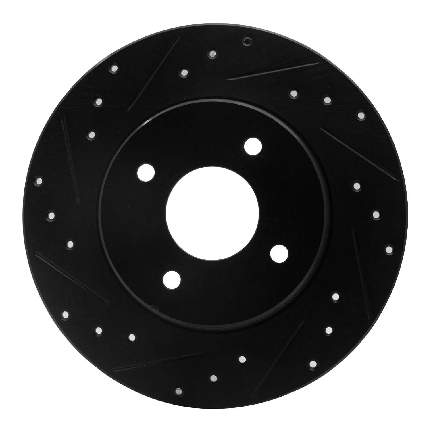 R1 Concepts 84-85 Nissan 300ZX Rear Left Drilled & Slotted Black Brake Rotor
