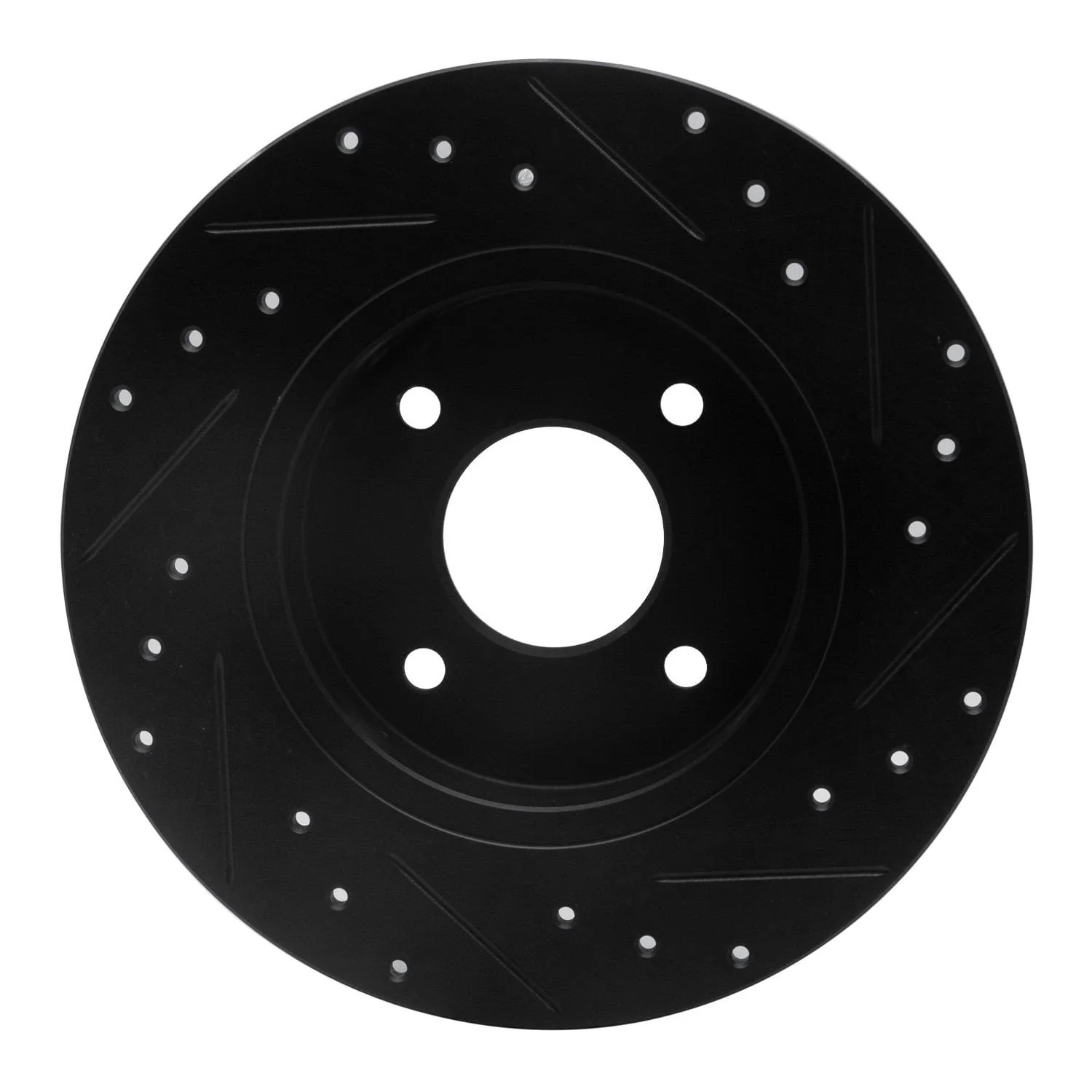 R1 Concepts 84-85 Nissan 300ZX Rear Left Drilled & Slotted Black Brake Rotor - Image 2