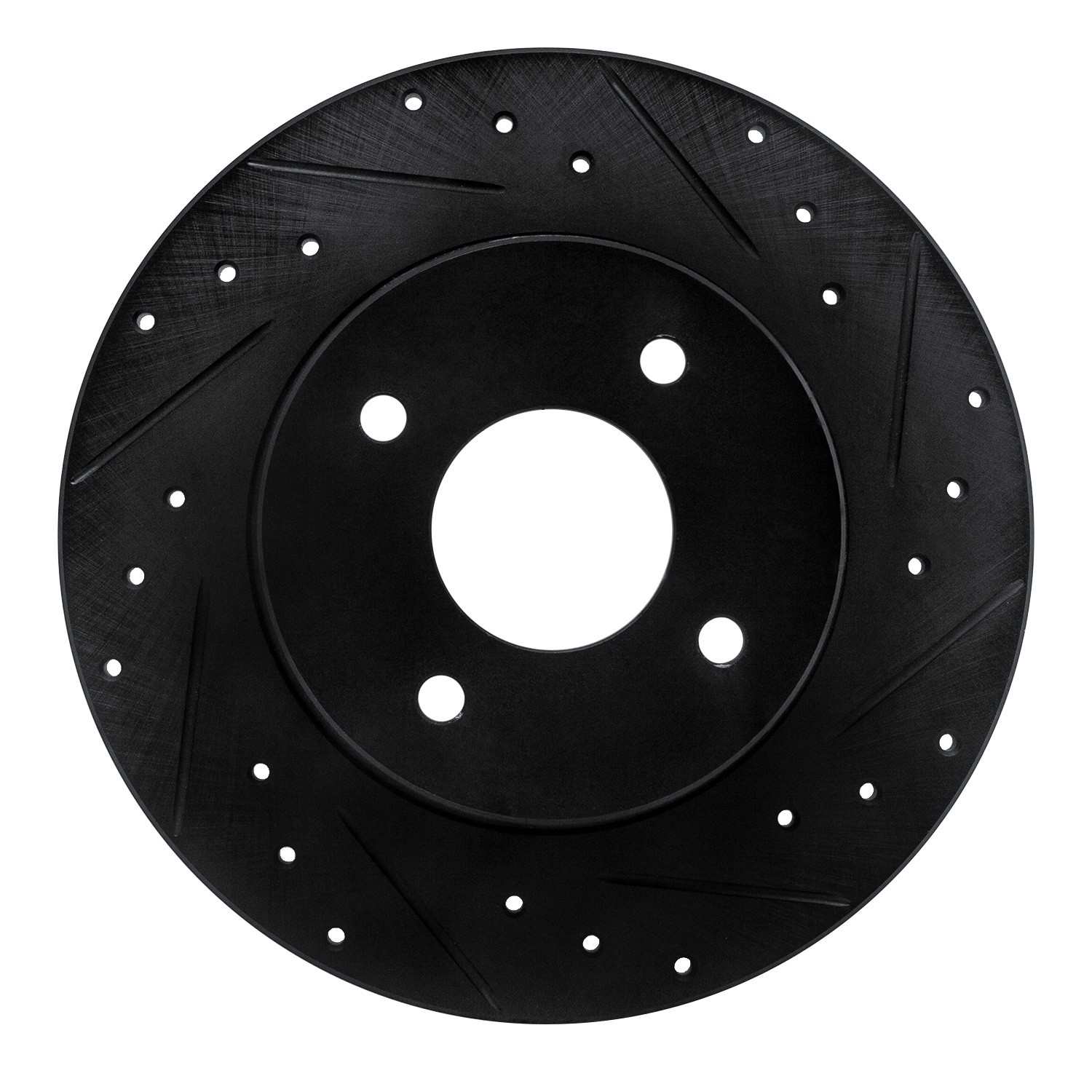 R1 Concepts 84-85 Nissan 300ZX Rear Right Drilled & Slotted Black Brake Rotor