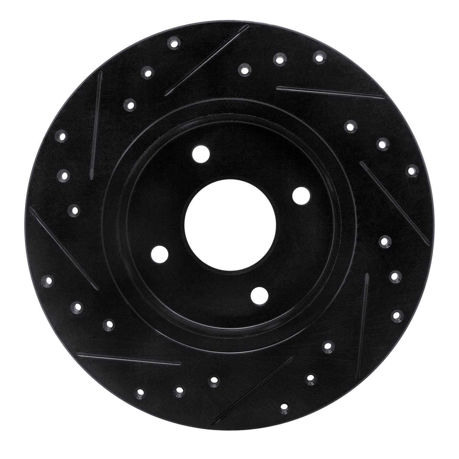 R1 Concepts 84-85 Nissan 300ZX Rear Right Drilled & Slotted Black Brake Rotor - Image 2