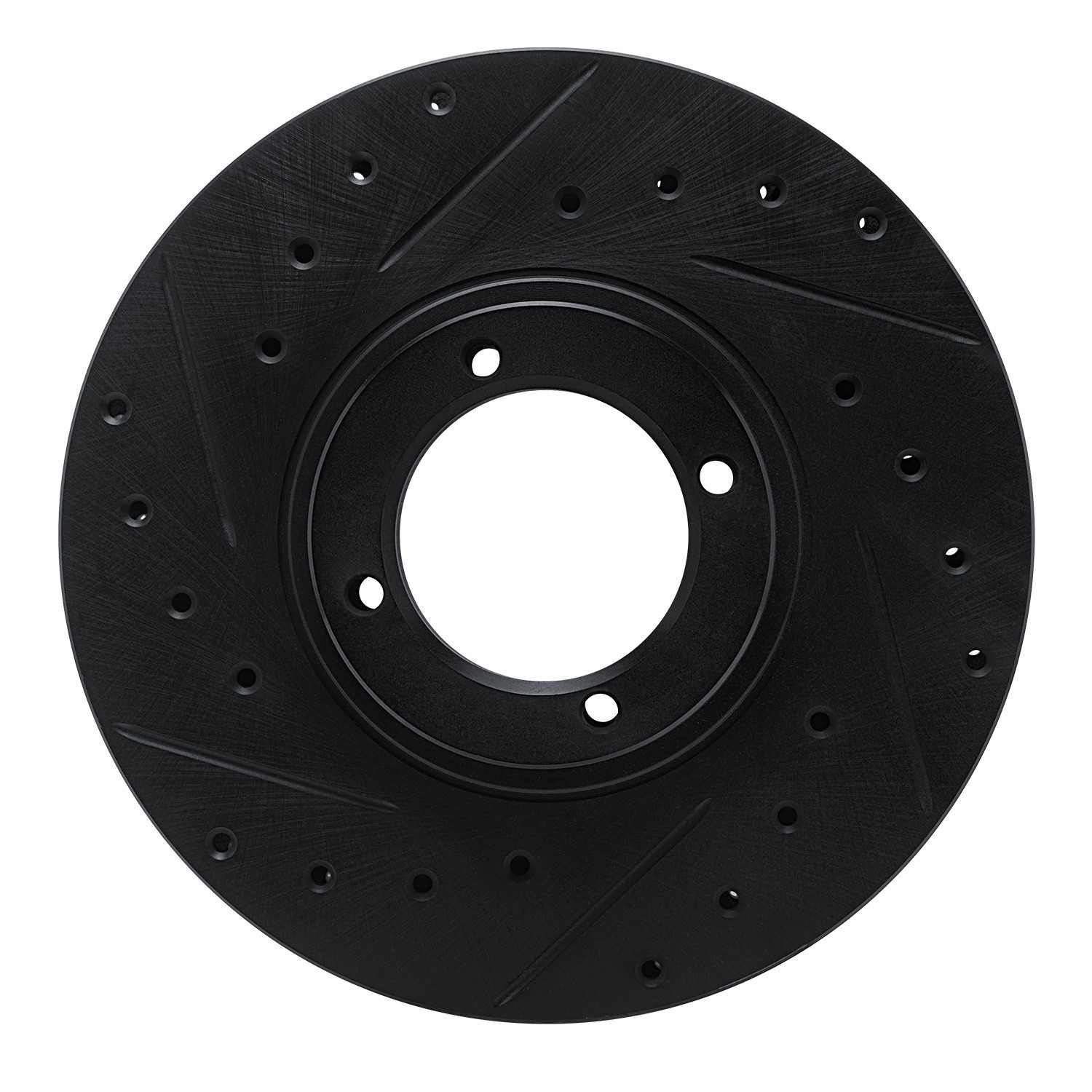 R1 Concepts 84-85 Toyota Van Front Left Drilled & Slotted Black Brake Rotor